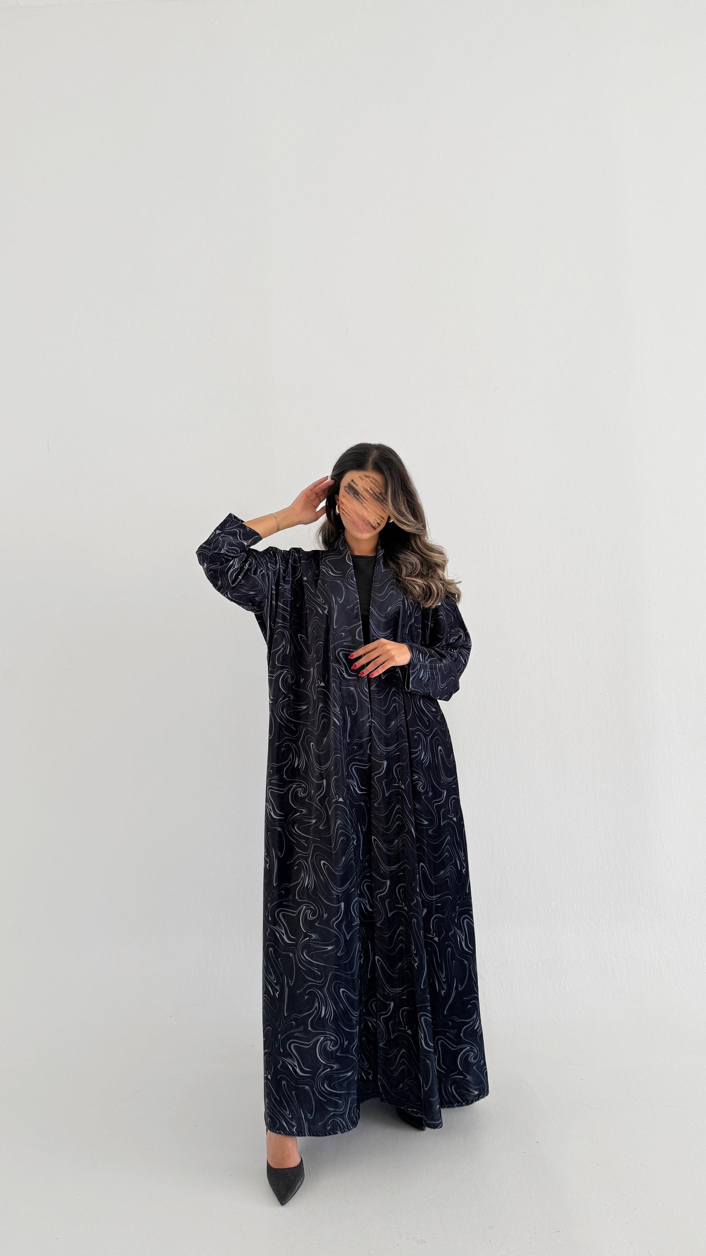 MWT762 - عباية مخمل برينت - Aya