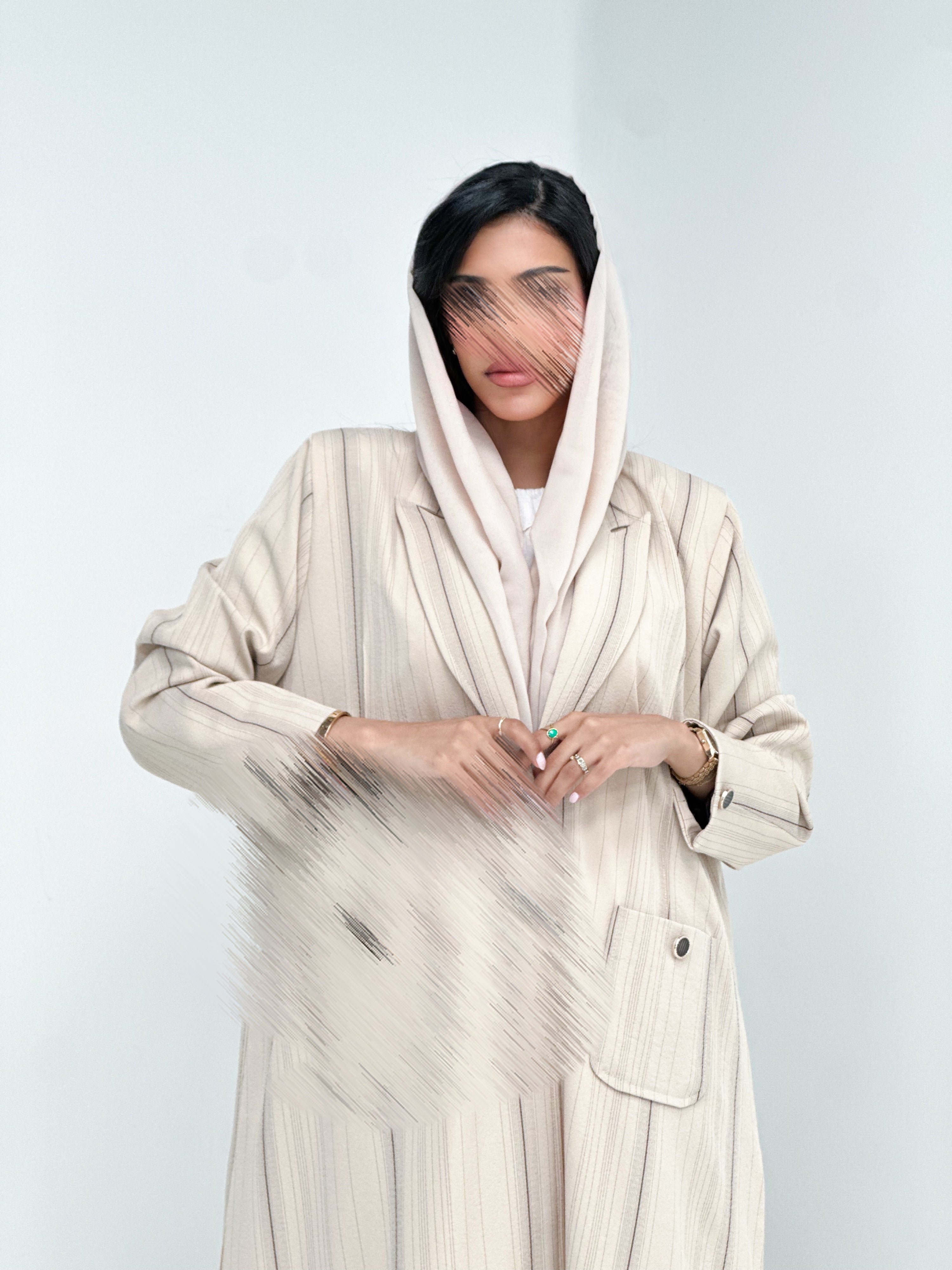 MW1415  -عباية بليزر بلون بيج