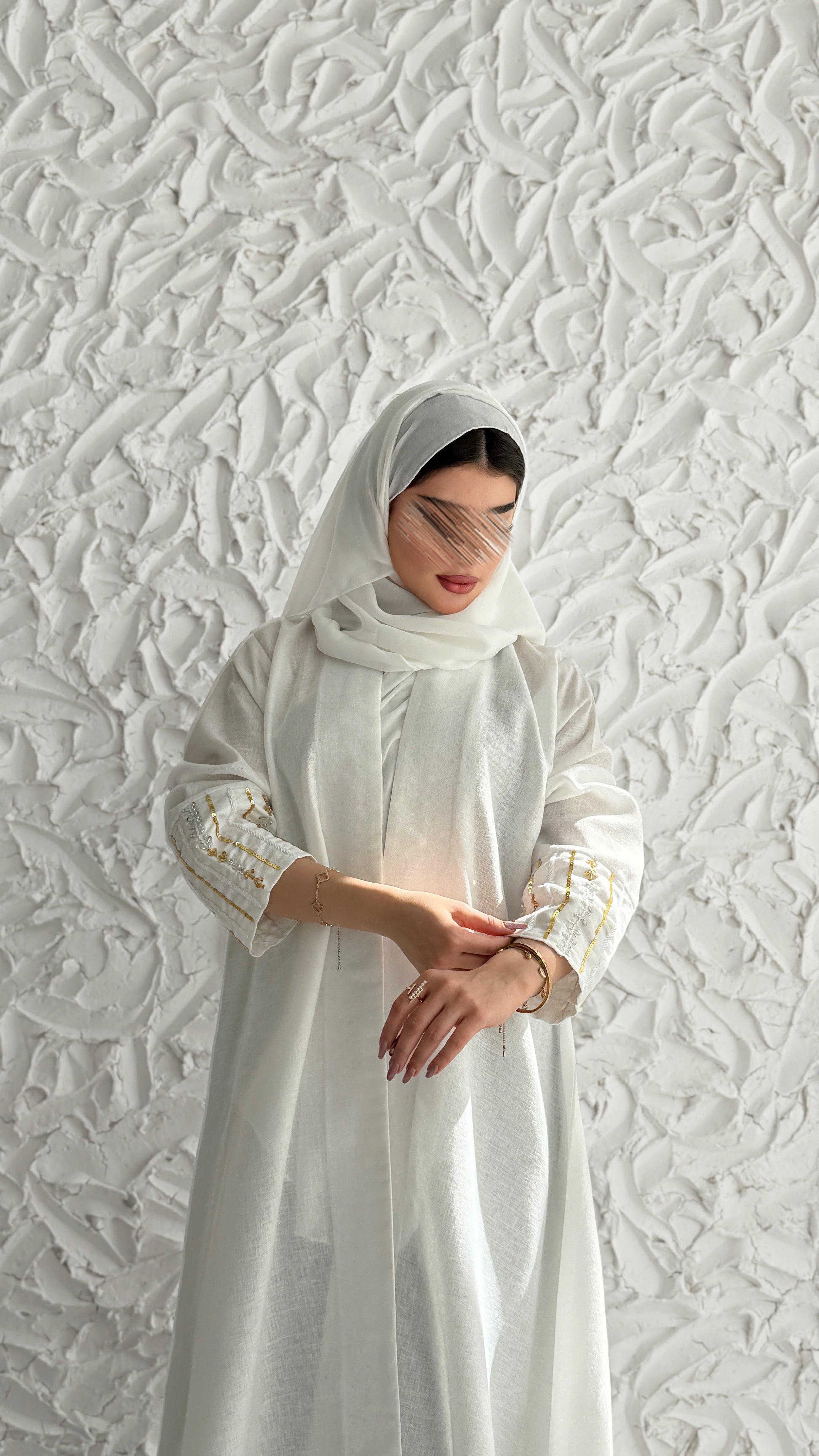 MW2110 -  عباية لنن انيقة بقصة نص كلوش عصرية - Aya