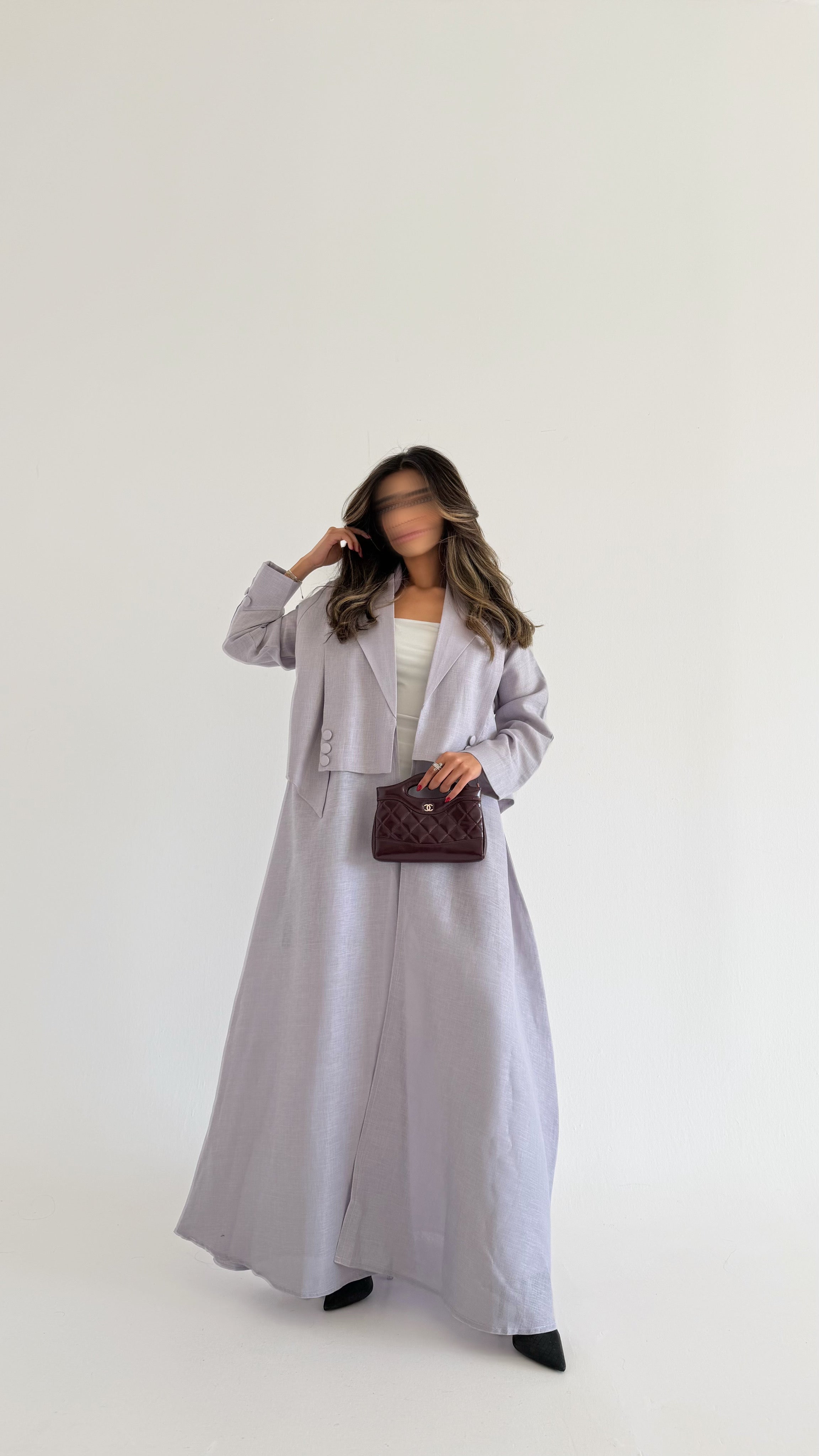 MW1500 - عباية لنن موف  | Soft Lavender