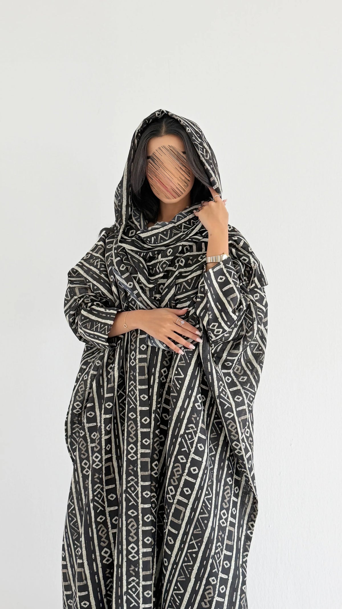 MWT1281 - عباية طباعة لينن