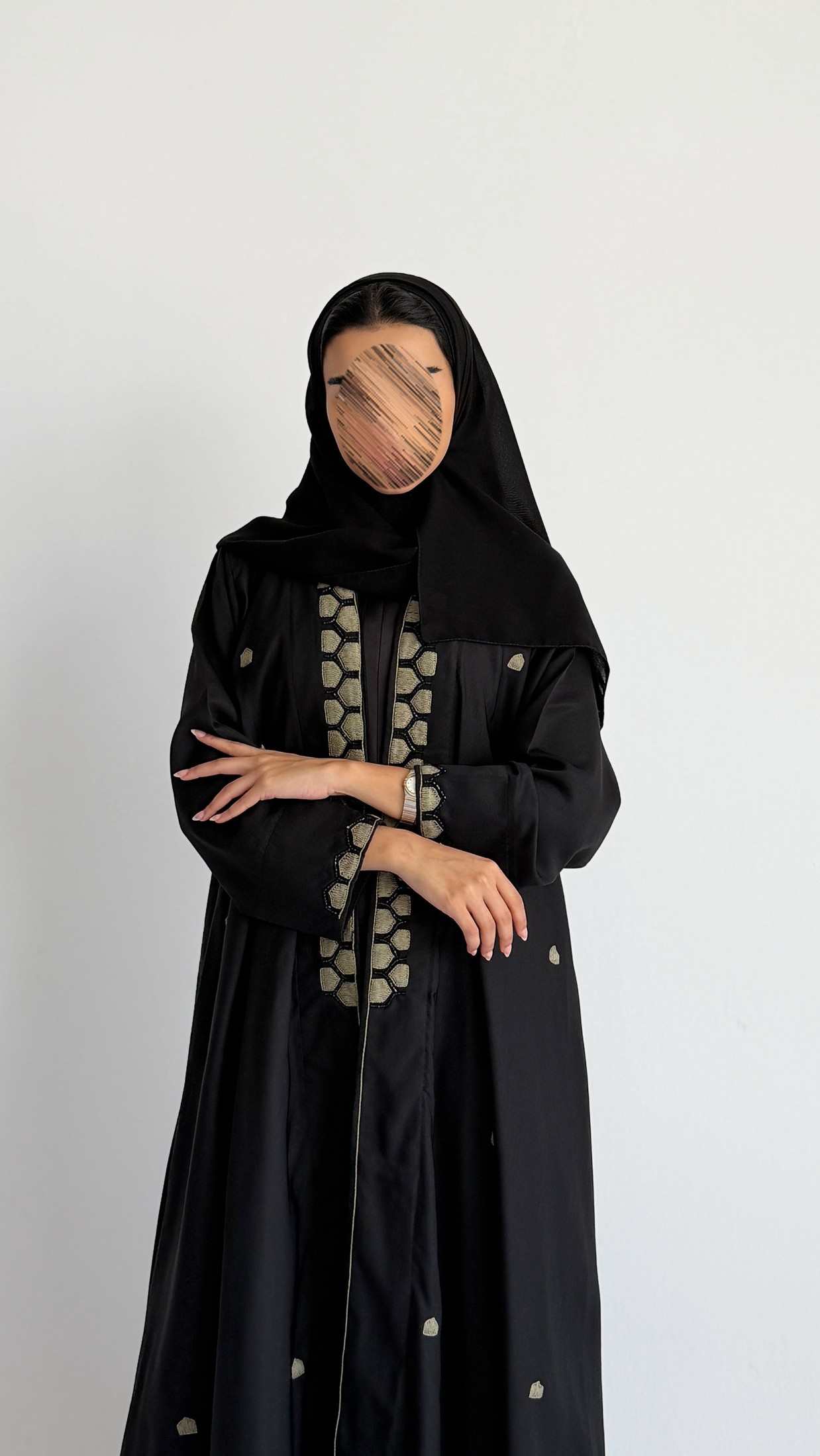 MWT4260 -  عباية كتان بشك خلايا نحل - Aya