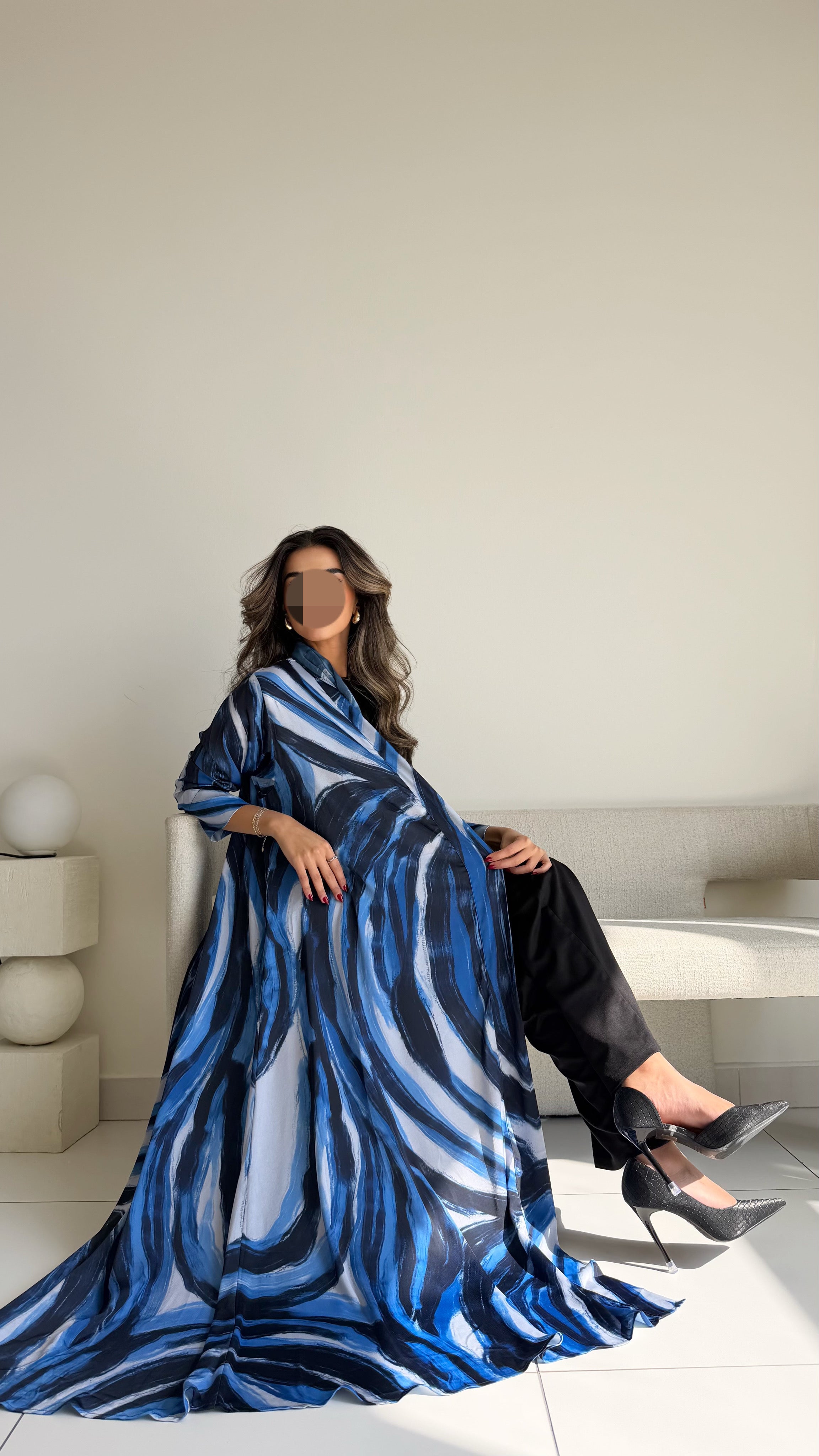 MWT667 - عباية طباعة ازرق