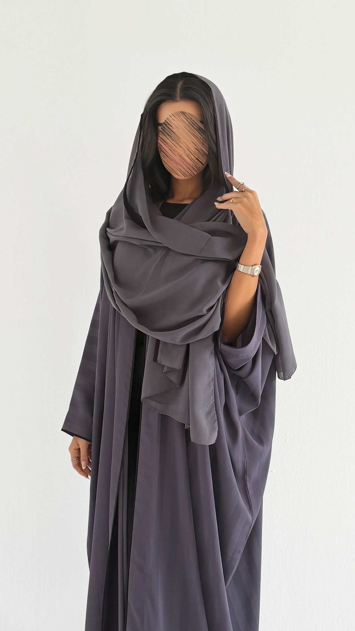 MWT2107 - عباية مخطط |striped abaya - Aya