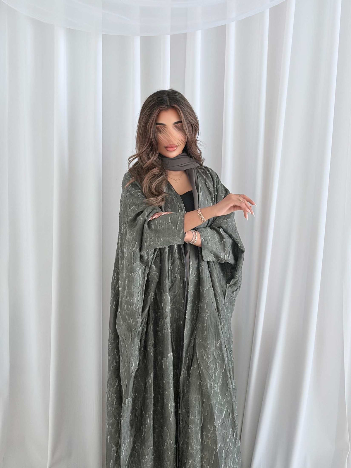 MWT2125 - عباية اورنقزا رمادية - Aya