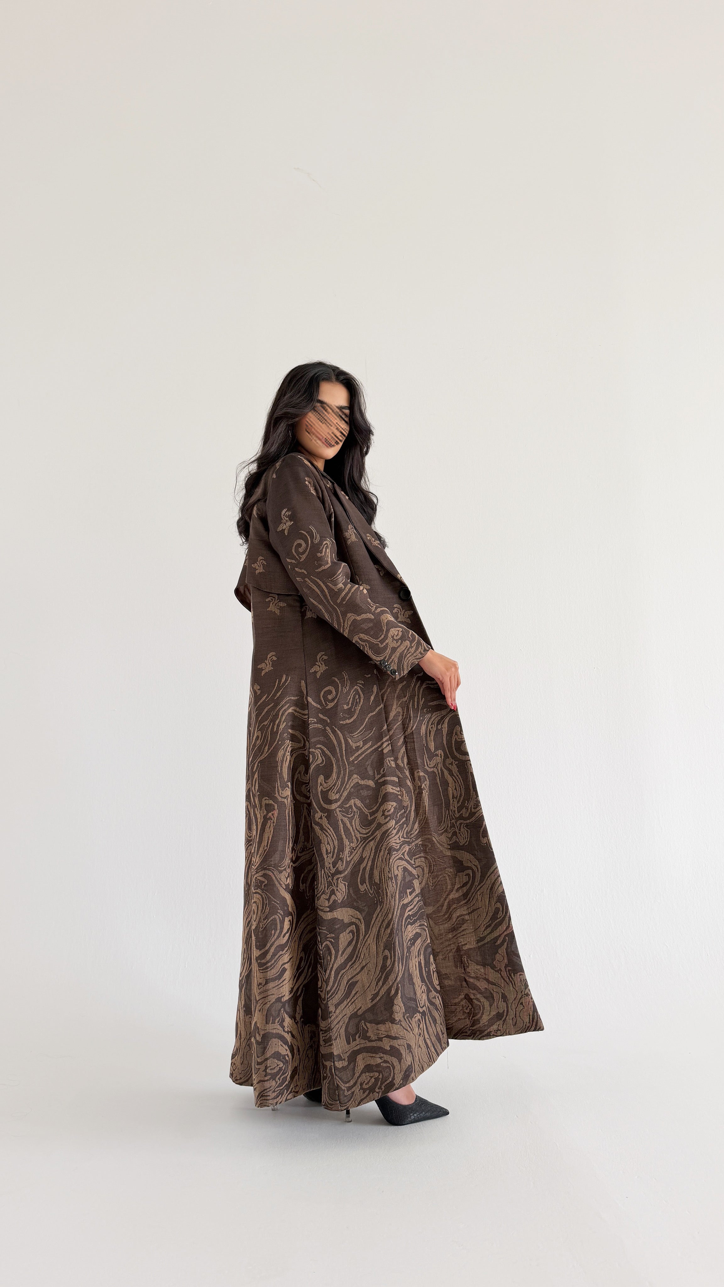 MW2052 -  عبايه لنن هندي مطبوع - Aya