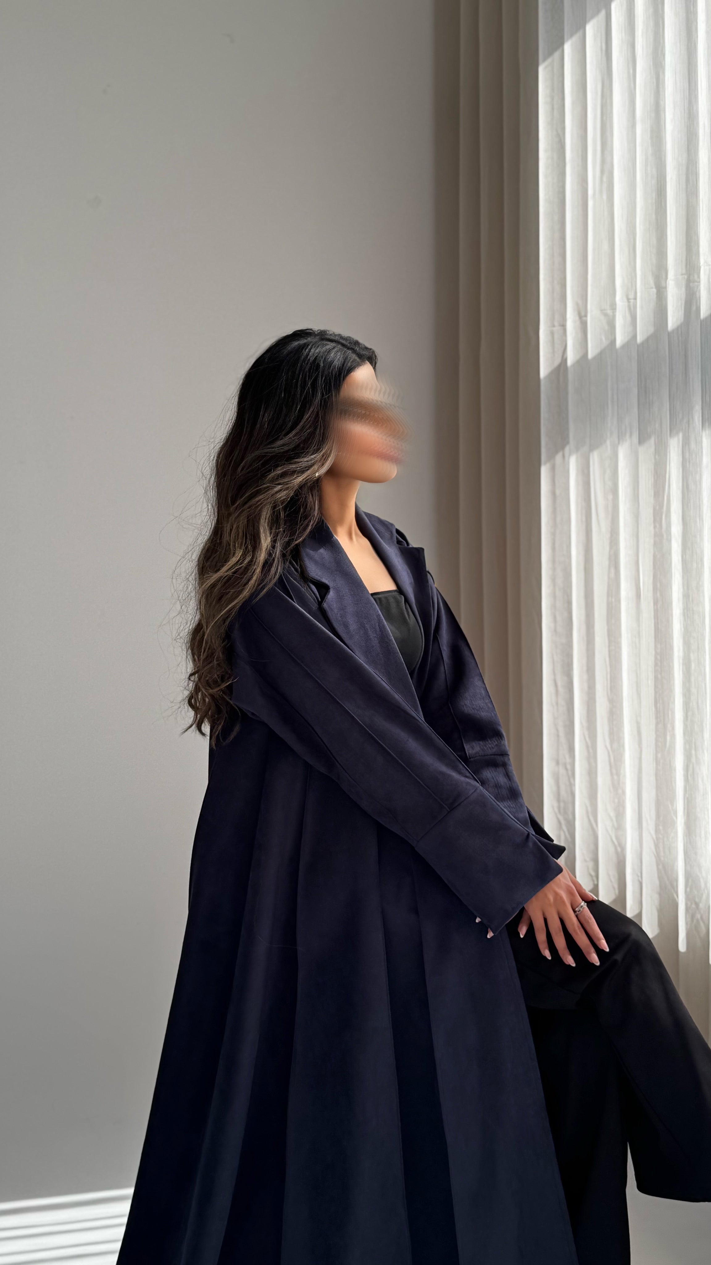 MWT844 - عباية بليزر شامواة |  Blazer Abaya - Aya