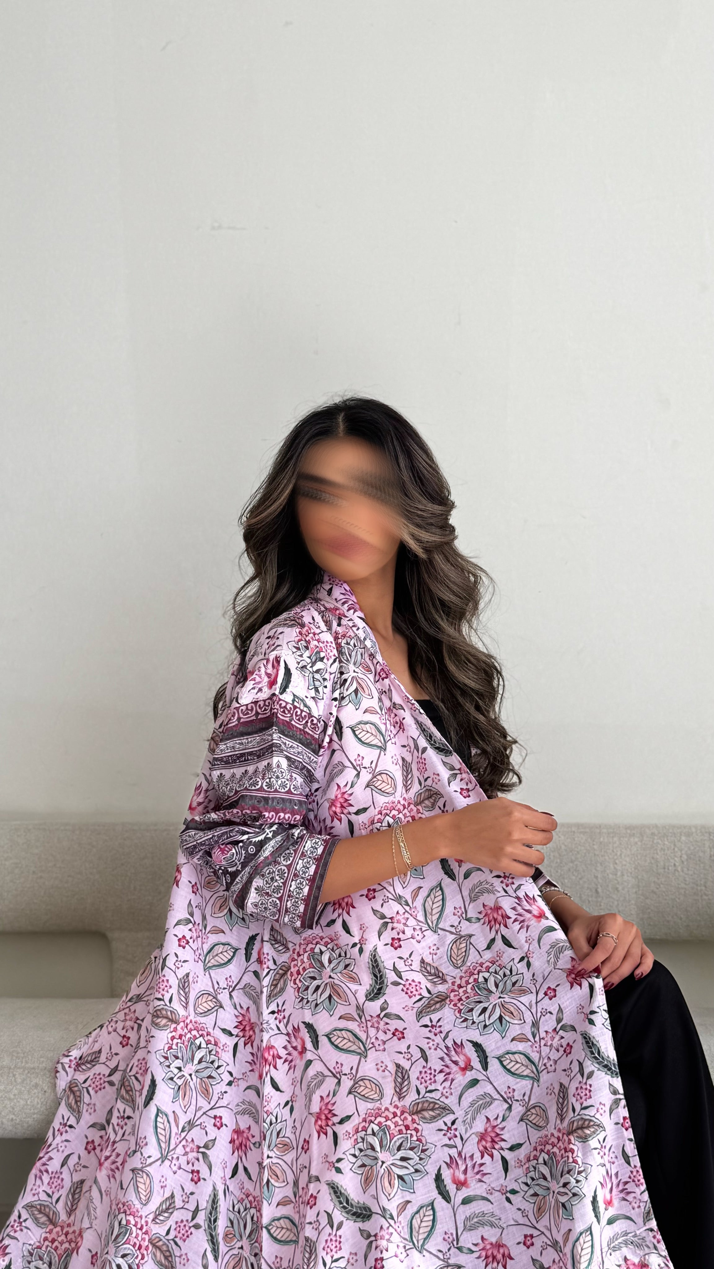 MWT524 - عباية ركامة زهريه مشجر - Aya