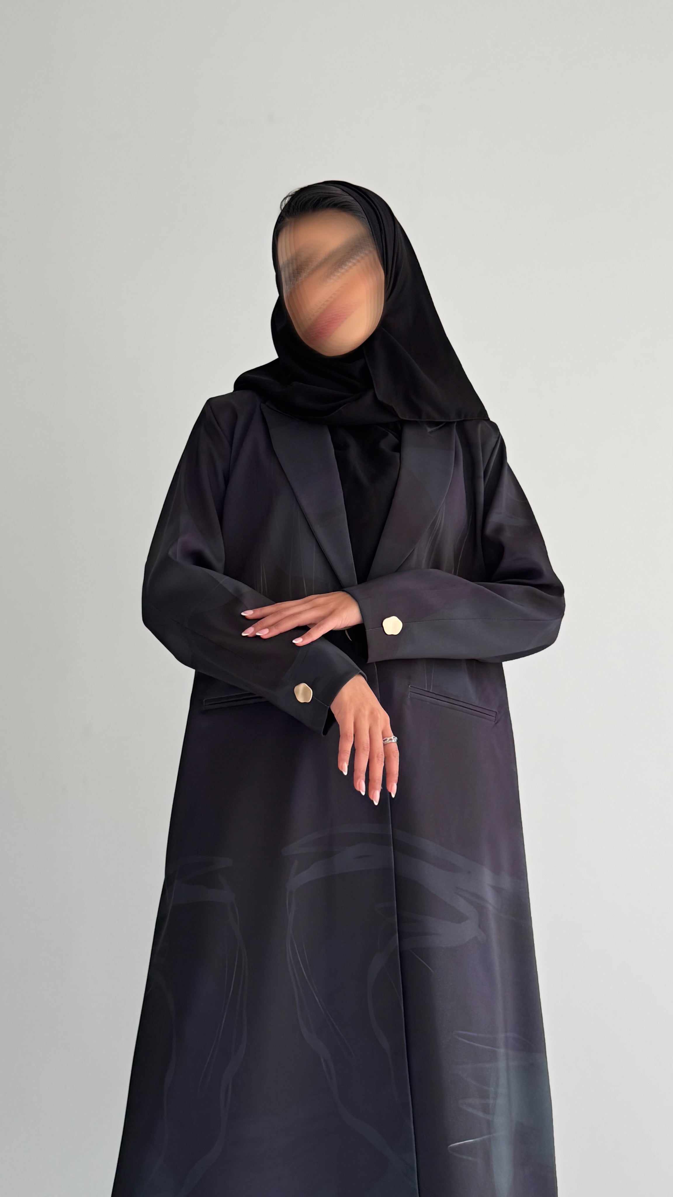 MWT836 - عباية بليزر طباعة | Printed Blazer Abaya - Aya