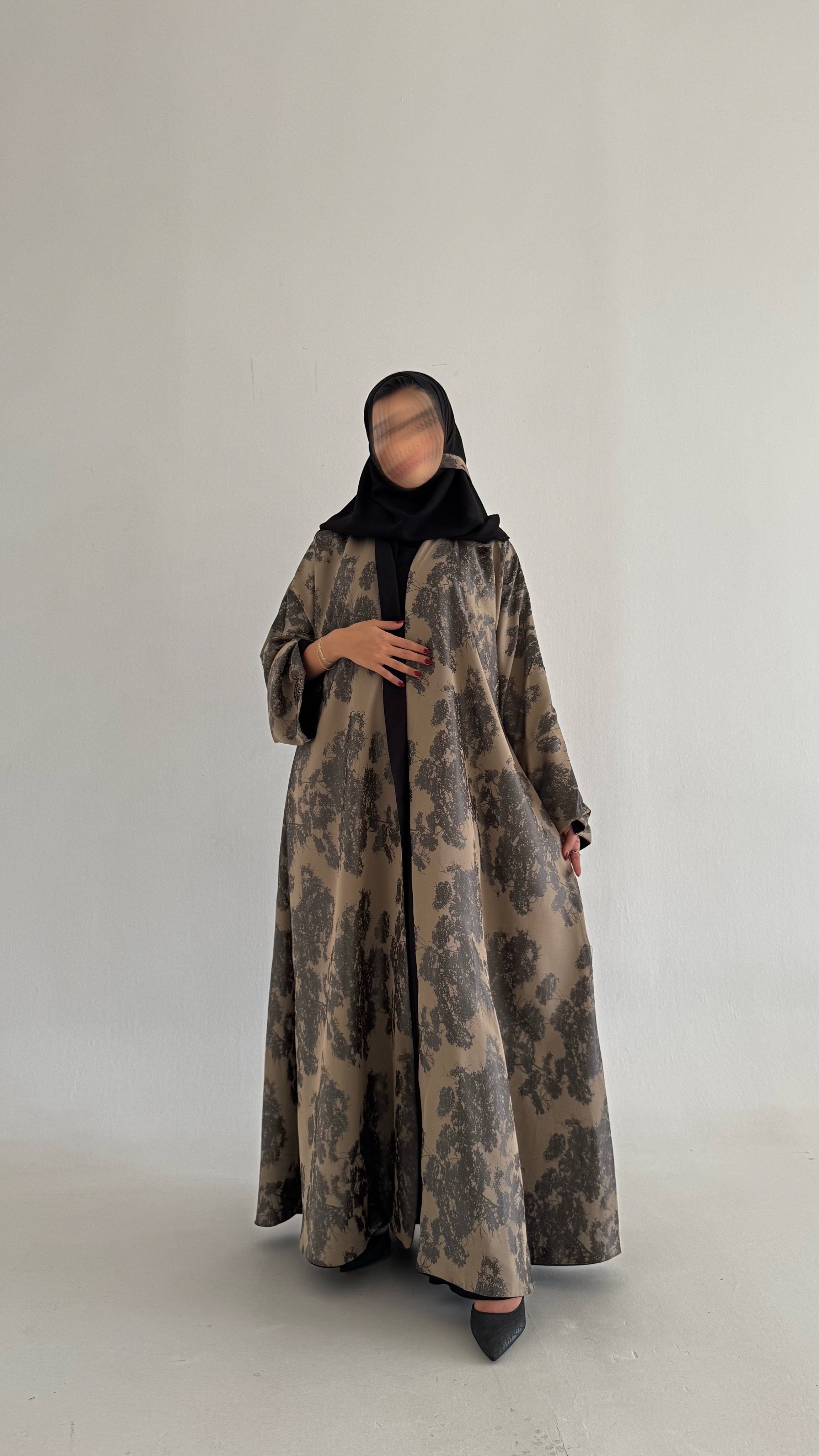 MWT392 - عباية اسود دبل فيس  جاكار بيج - Aya