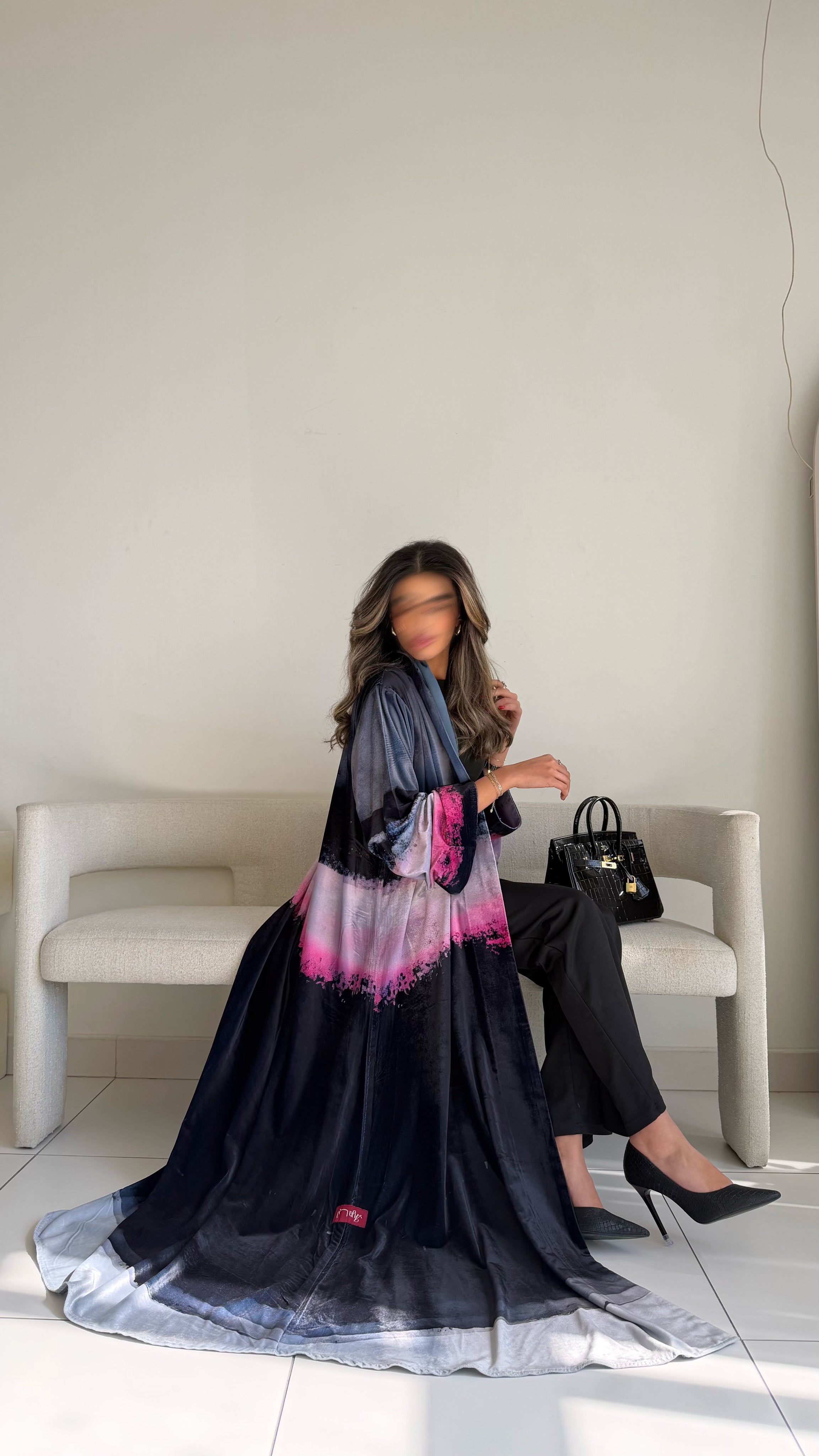 MWT633 - عباية مخمل طباعة