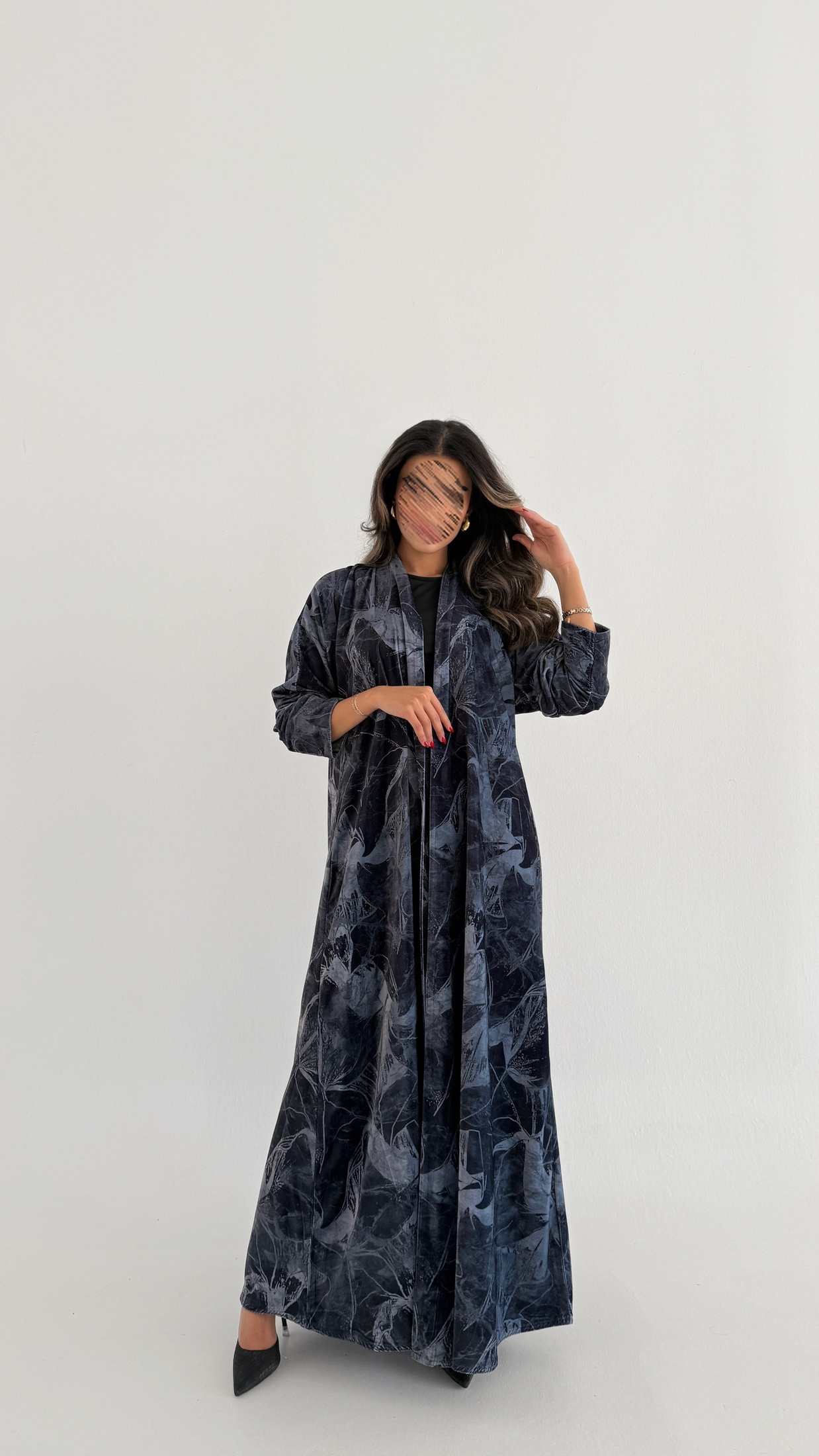 MWT763 - عباية مخمل برينت - Aya