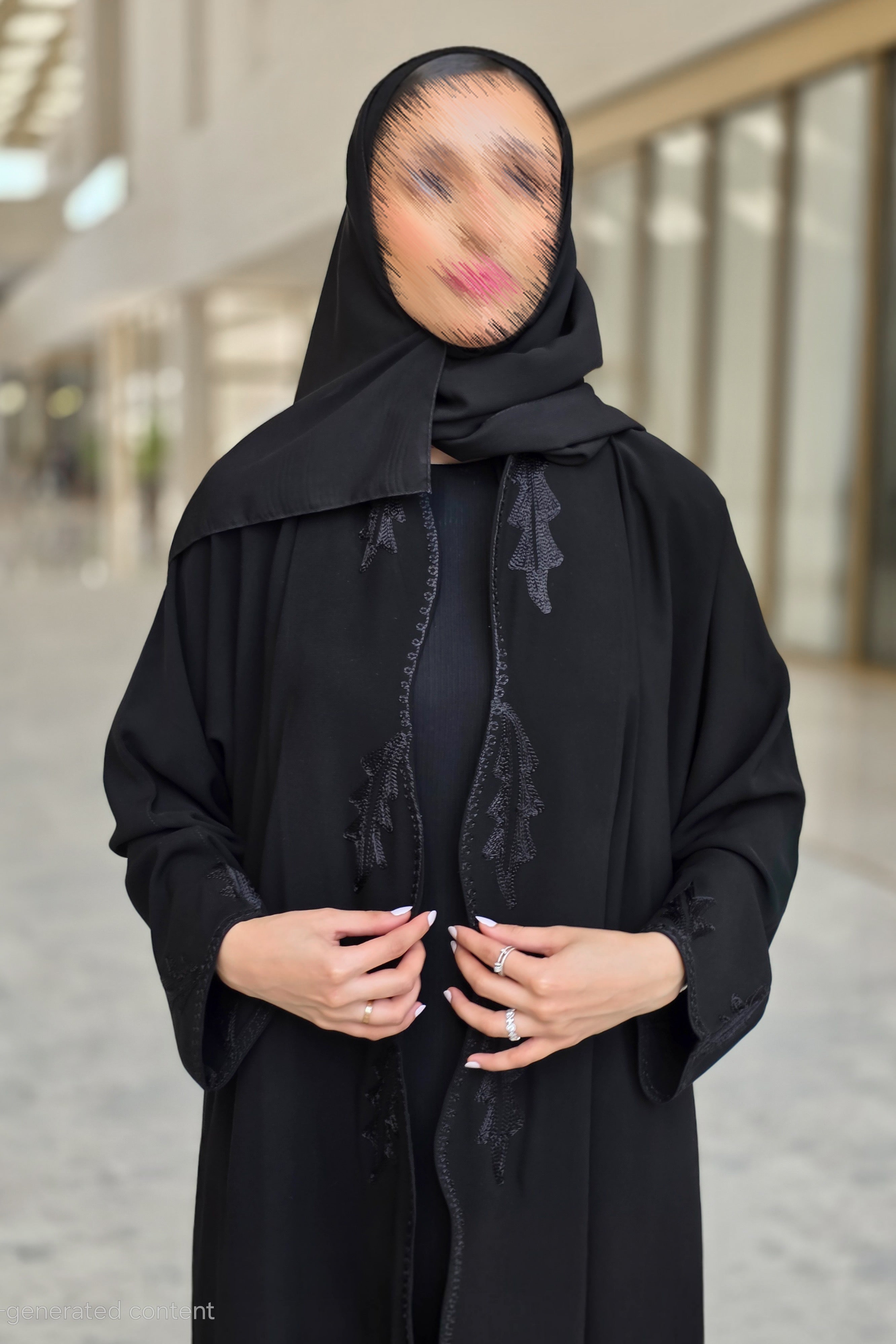 MWT377 -عباية اسود تطريز
