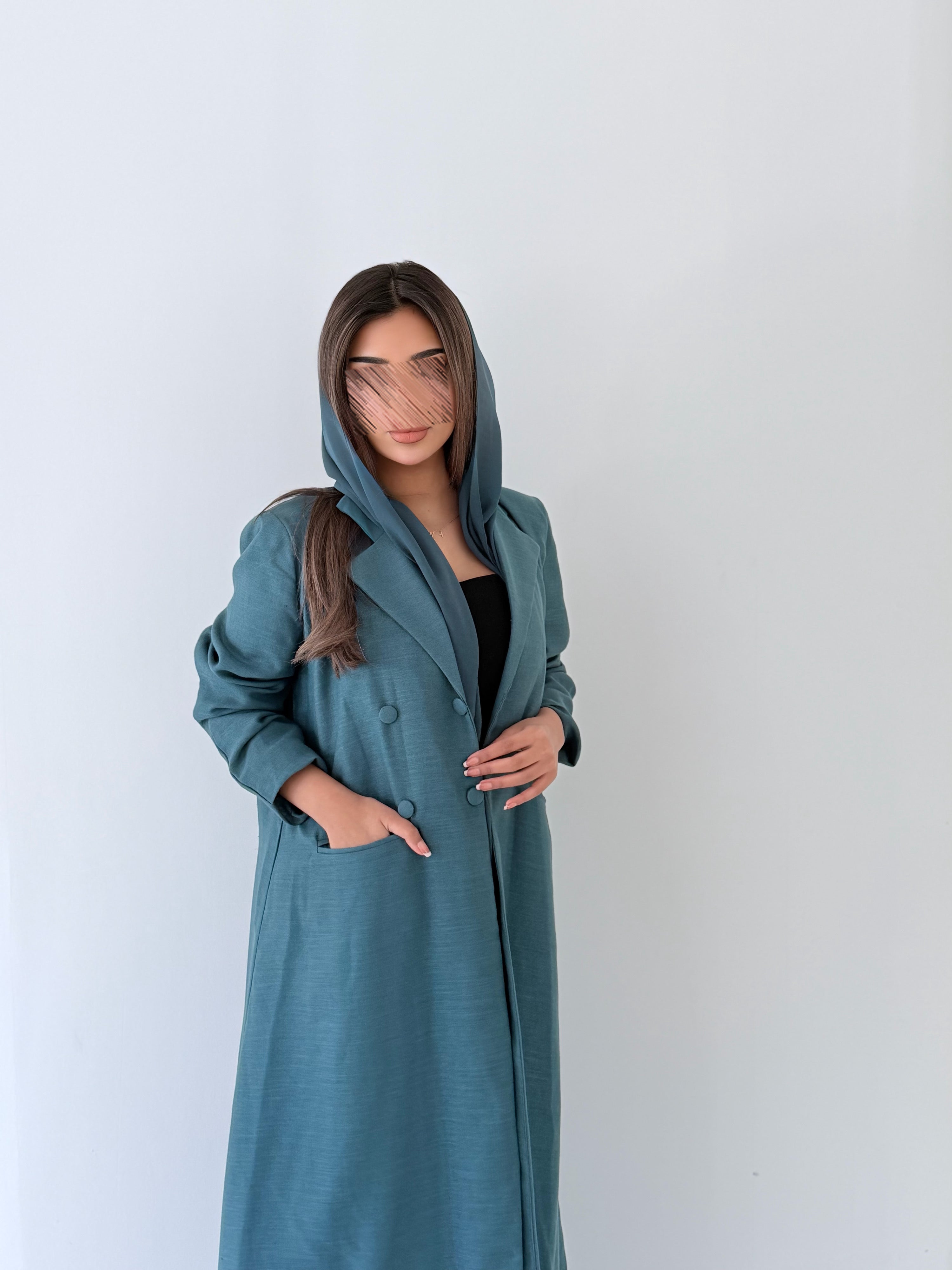 MWT5010 - قماش تركواز مخرم نص كلوش - Aya