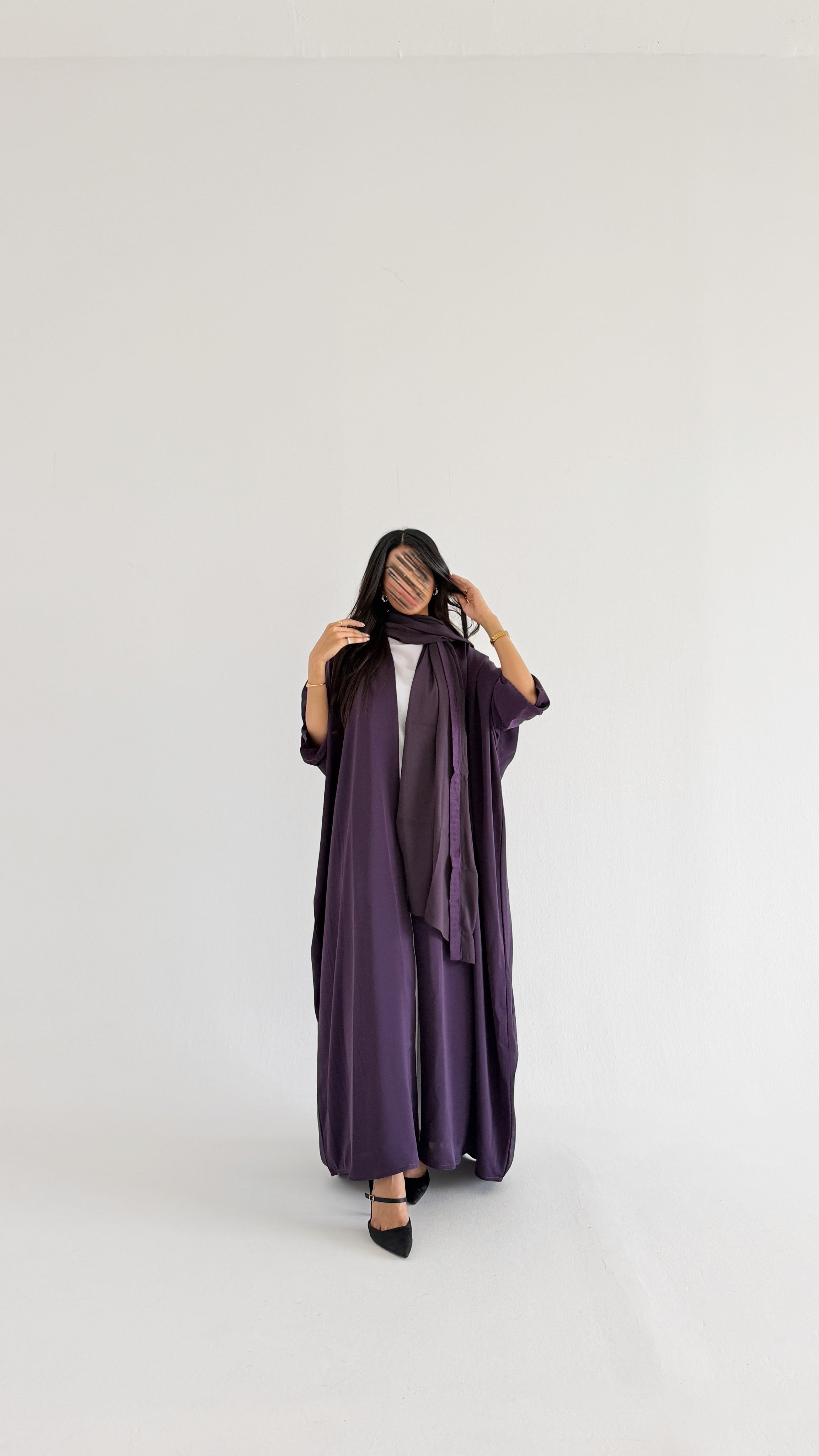 MW2153 -    عباية كريب بقصة نص بشت مع اضافه خامتين راقيه - Aya