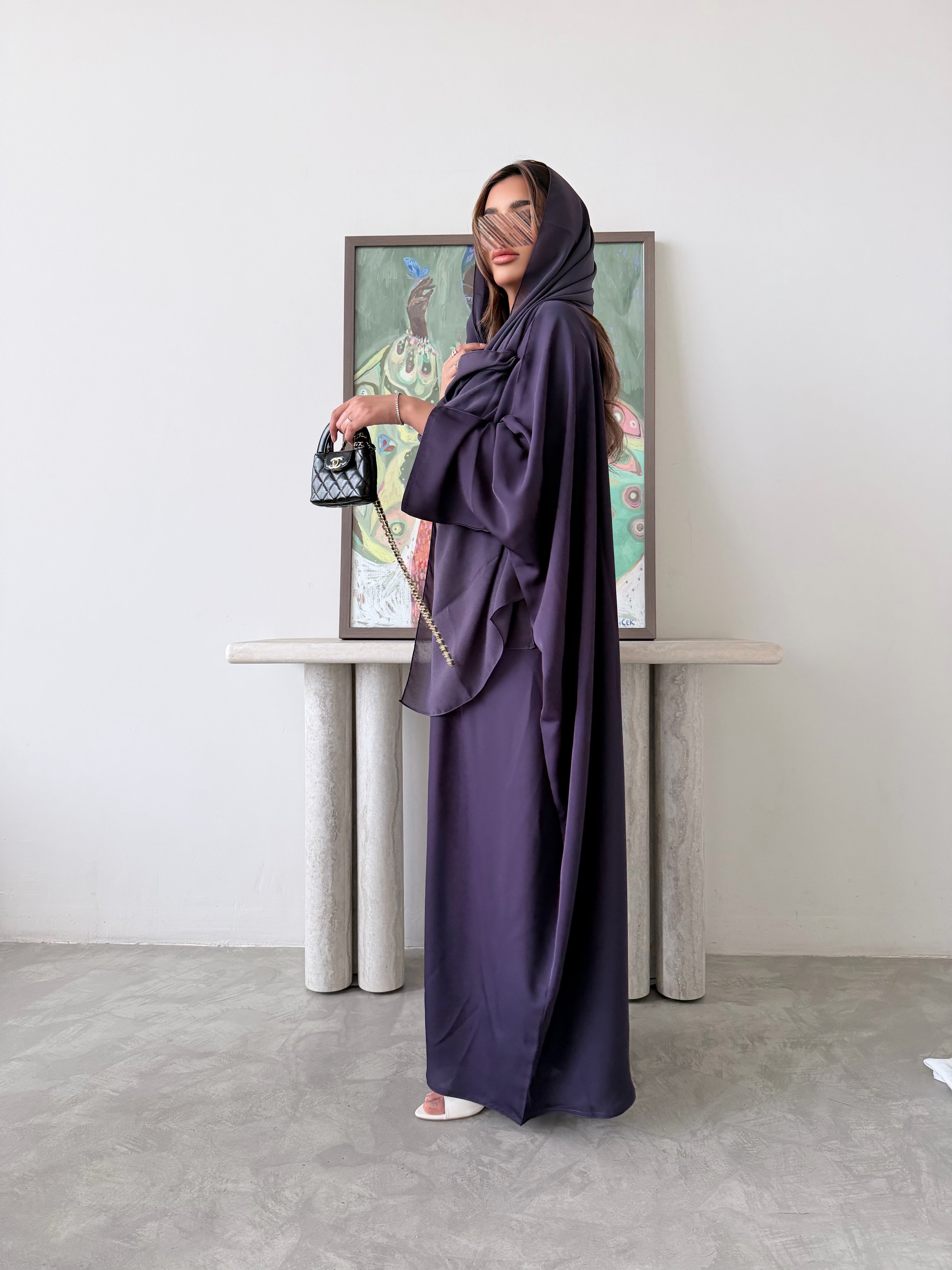 MWT5050 - كريب بنفسجي ساده قصة نص بشت - Aya