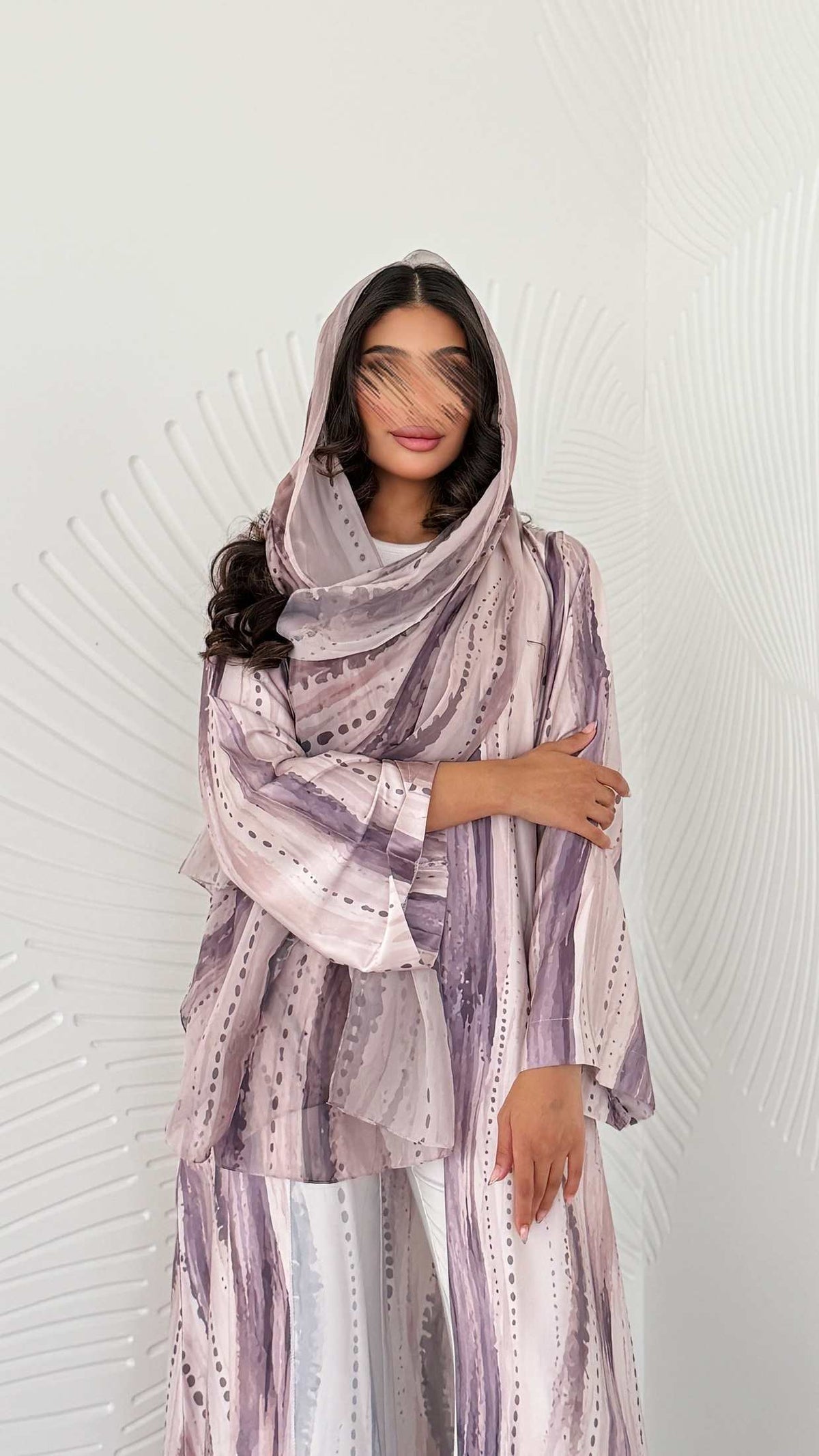MWT1199 - عباية مخطط |striped abaya - Aya