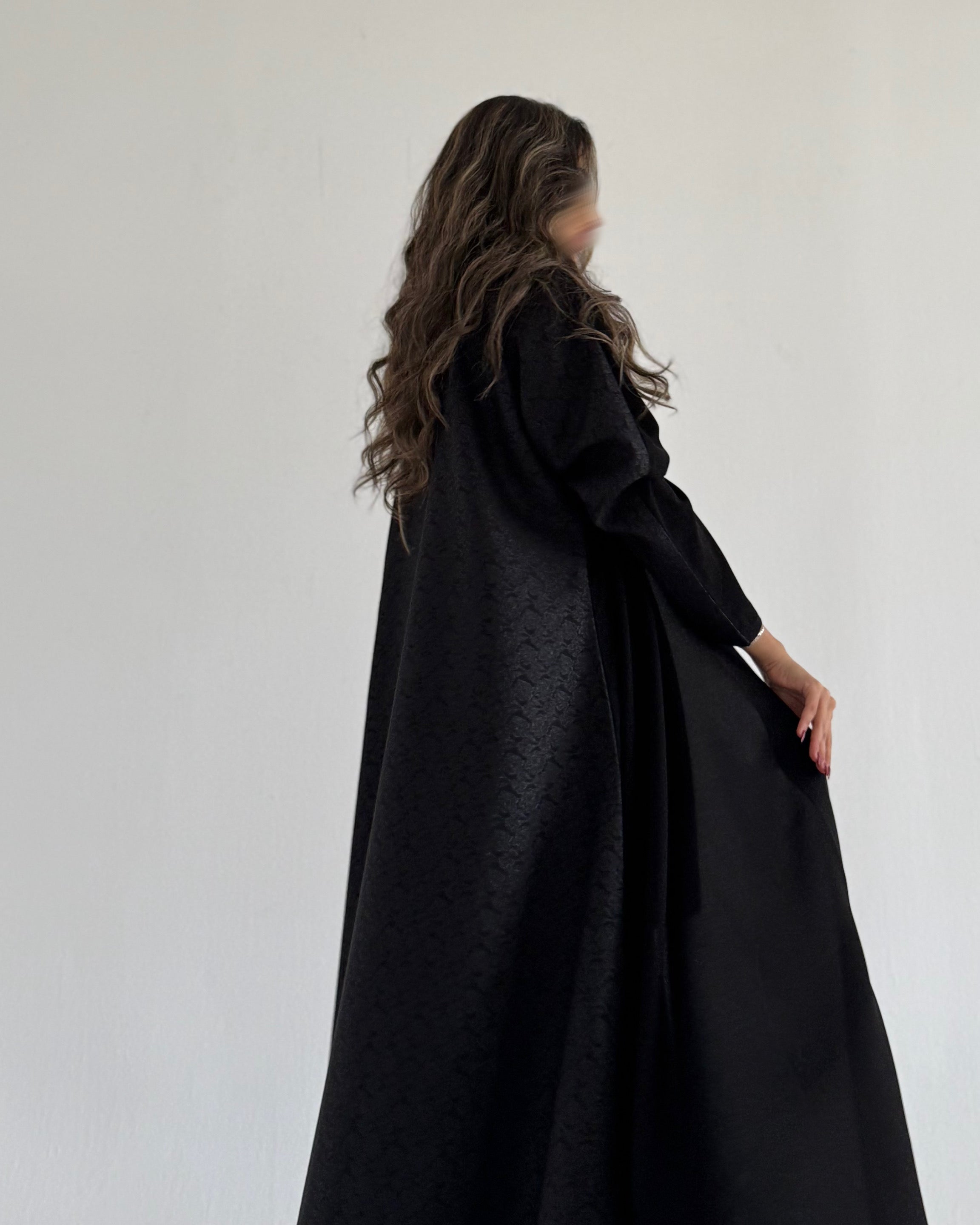 MW645 - Light Crepe Standing with Jacquard Half-Cloche