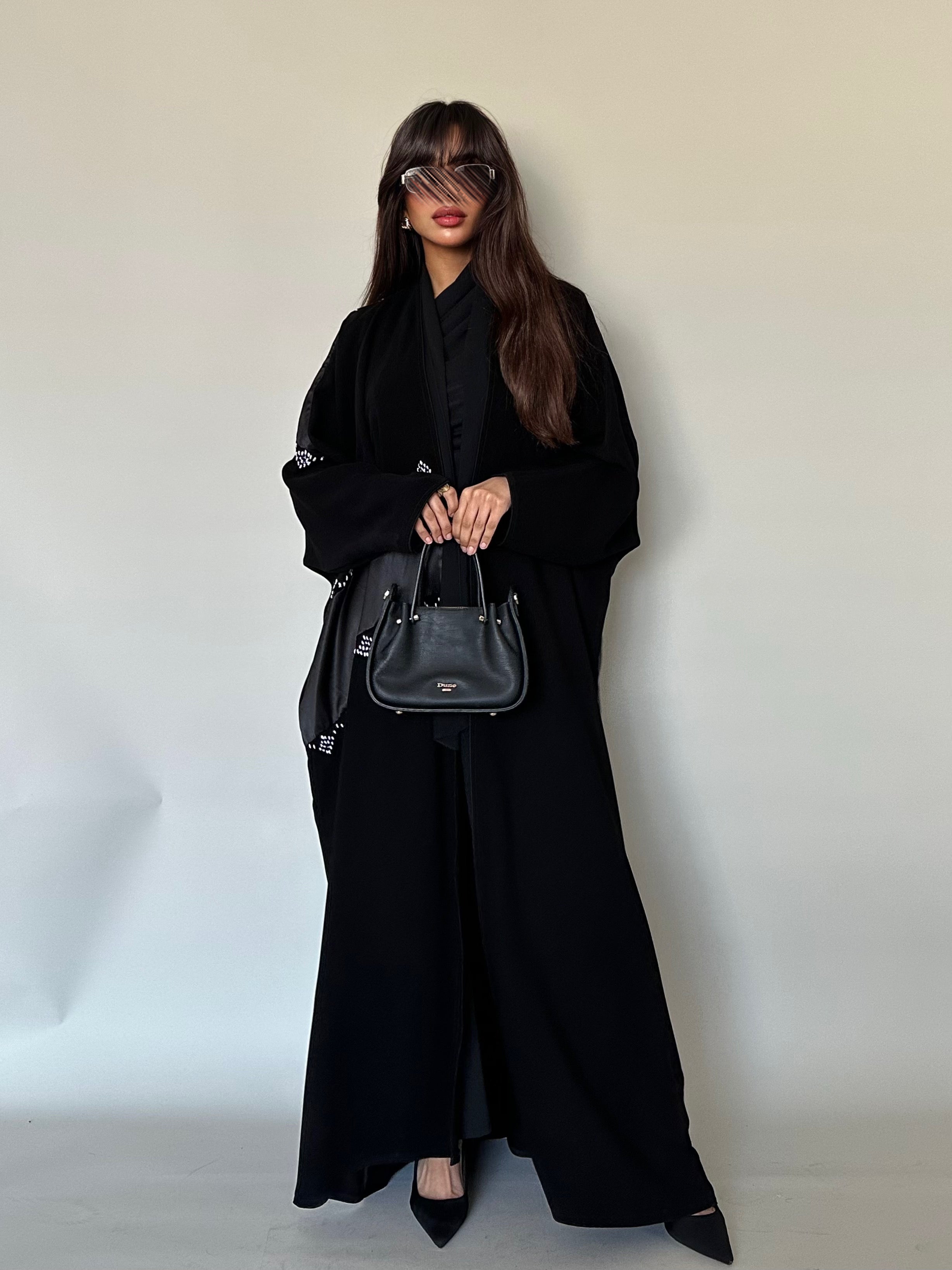 MW1195  - بشت سراميك أسود مع تدخيلة قماش لمعة
