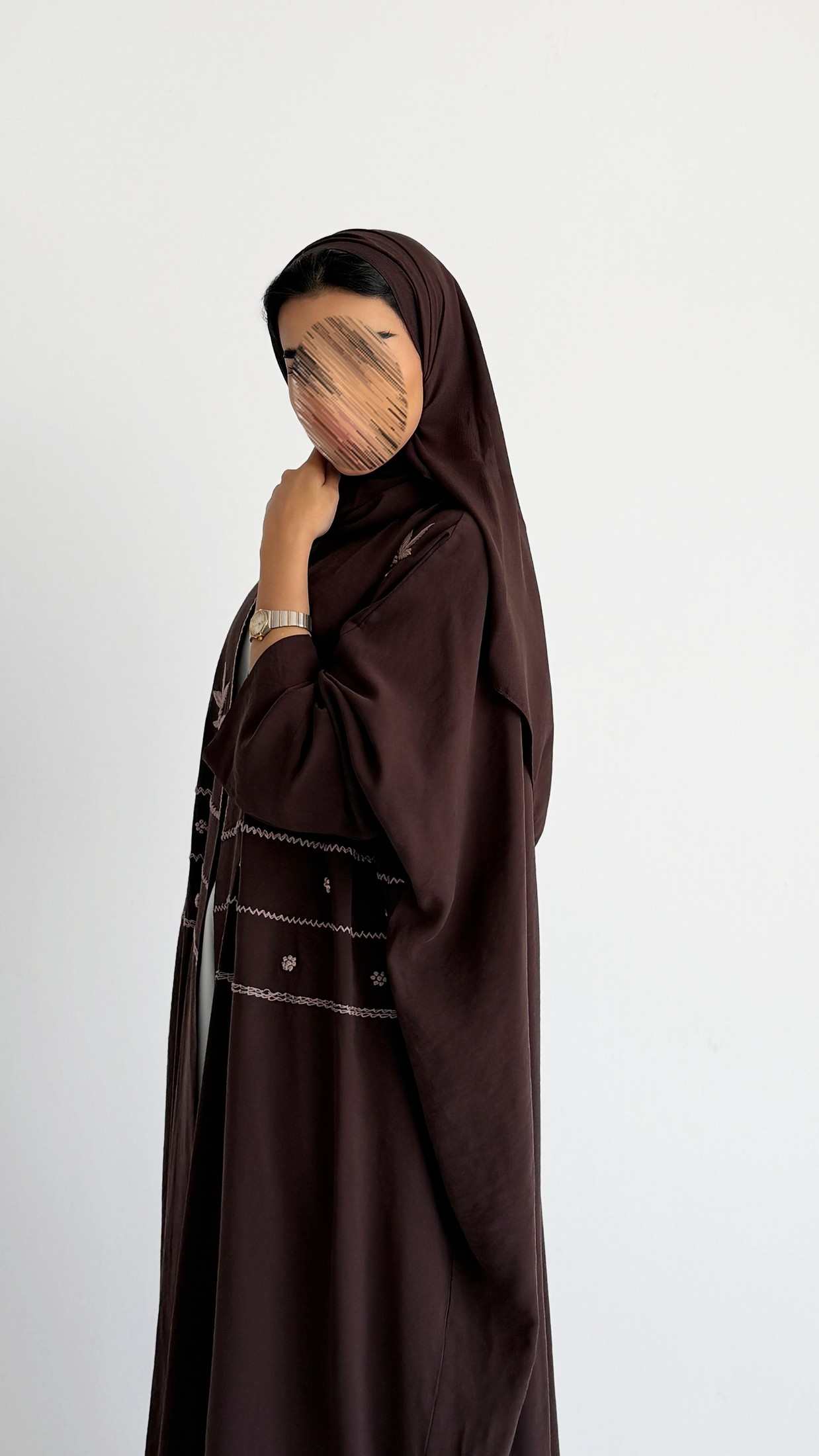 MWT4258 -  عباية حرير مغسول بشك أغصان - Aya