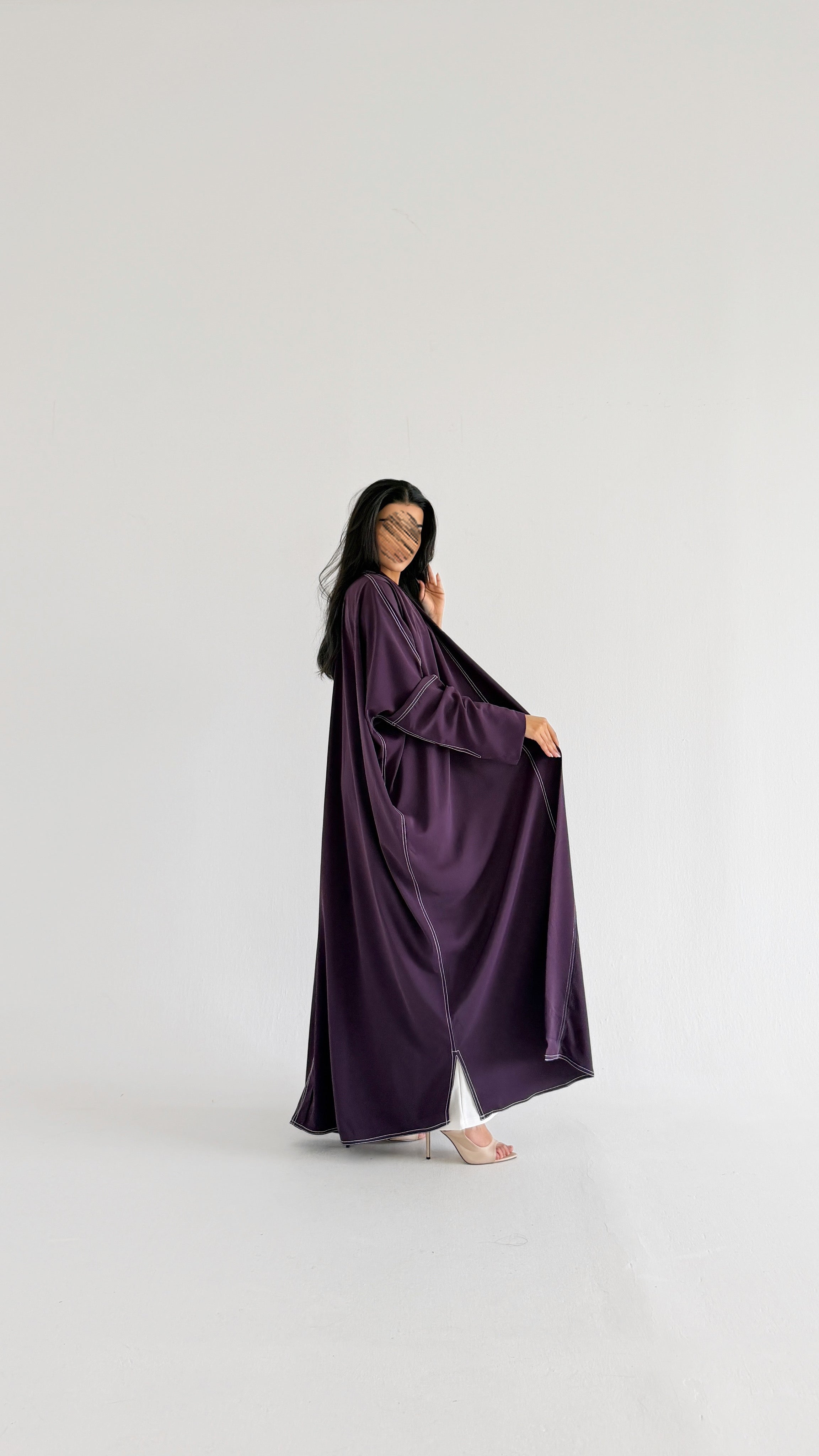 MW2168 - عبايه كريب  نص بشت بقصه راقية وحصري - Aya