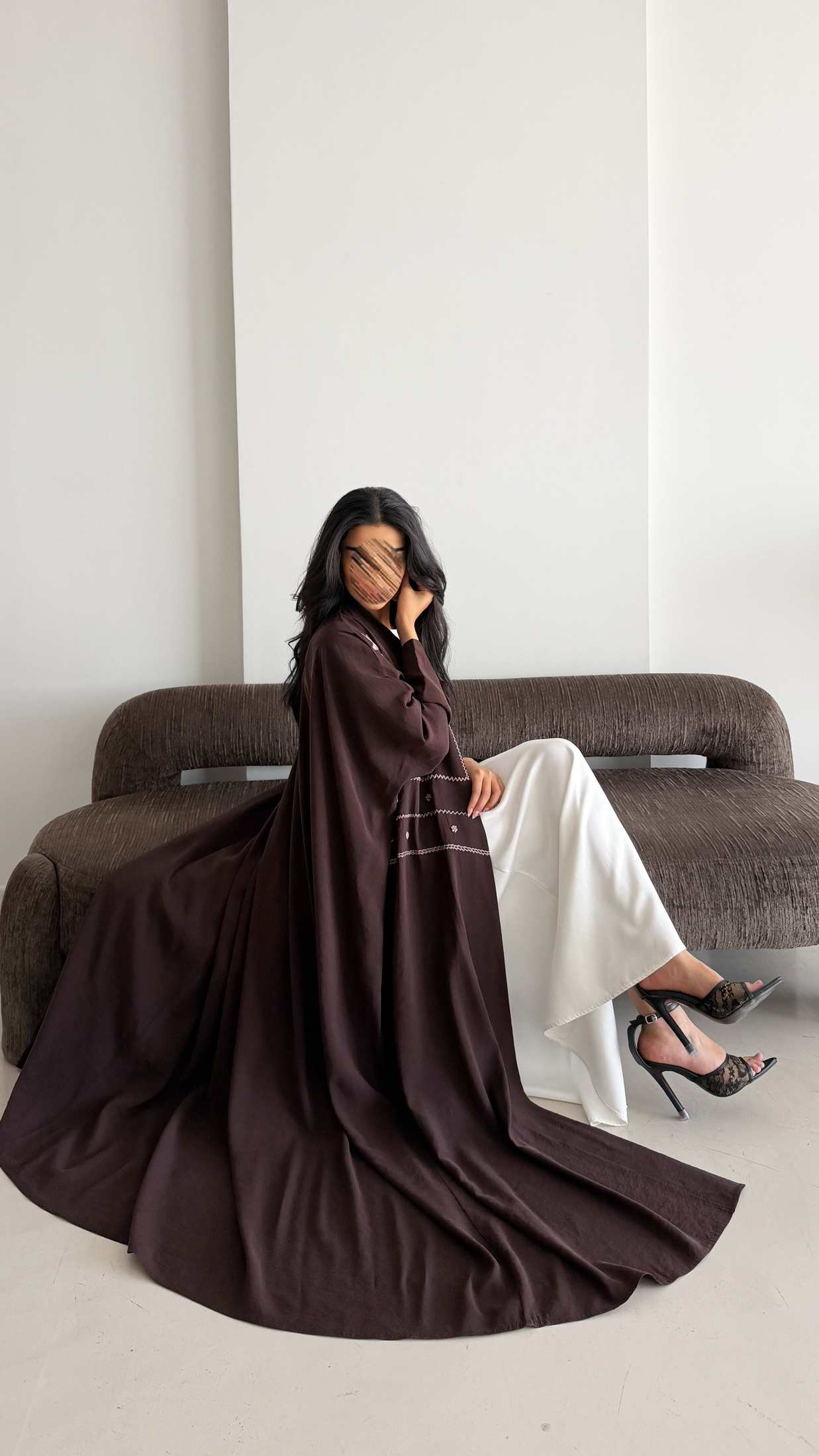 MWT4258 -  عباية حرير مغسول بشك أغصان - Aya
