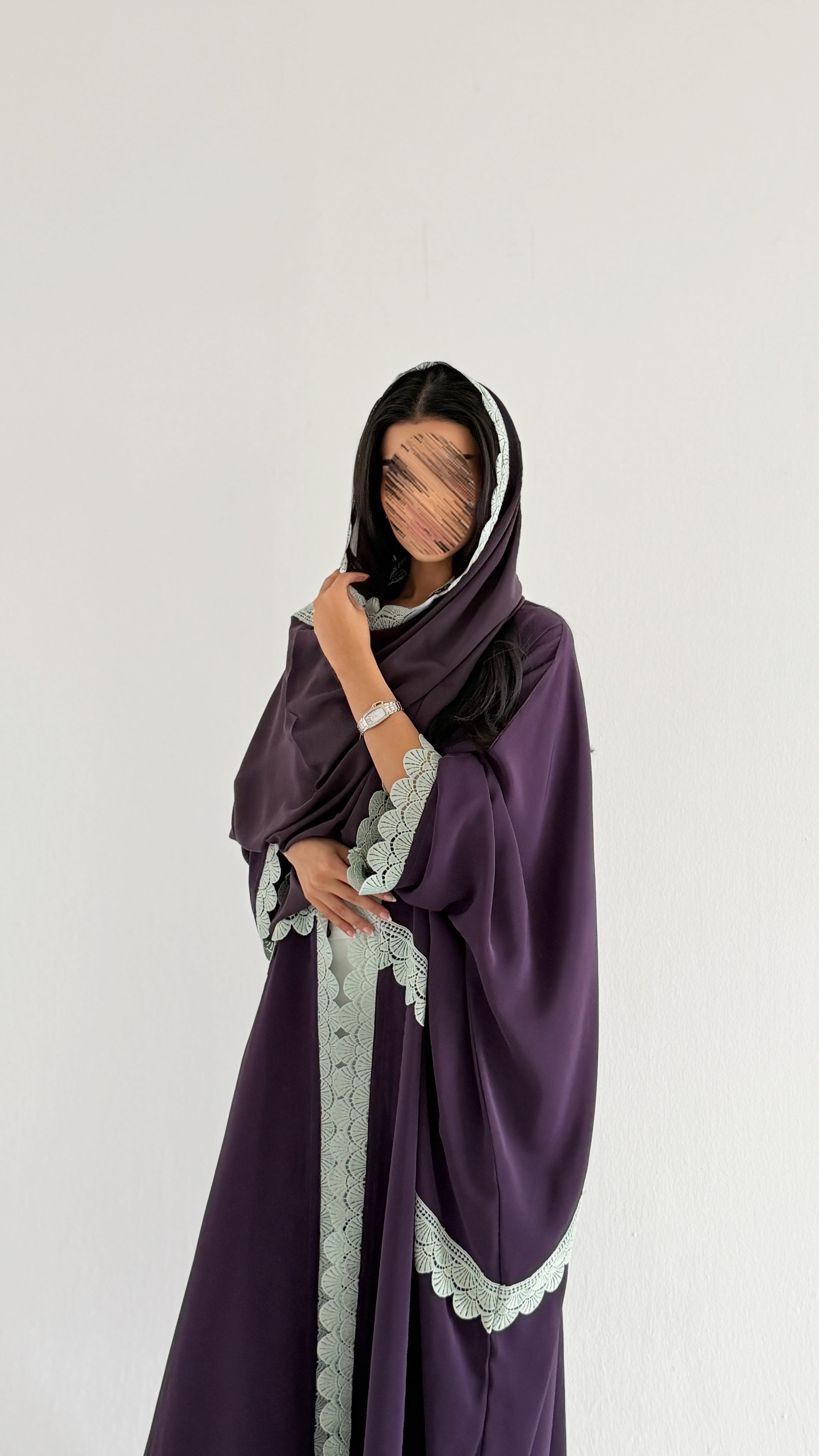 MW2162 - عبايه كريب مع اضافه كلفه مميزه وحصرية - Aya