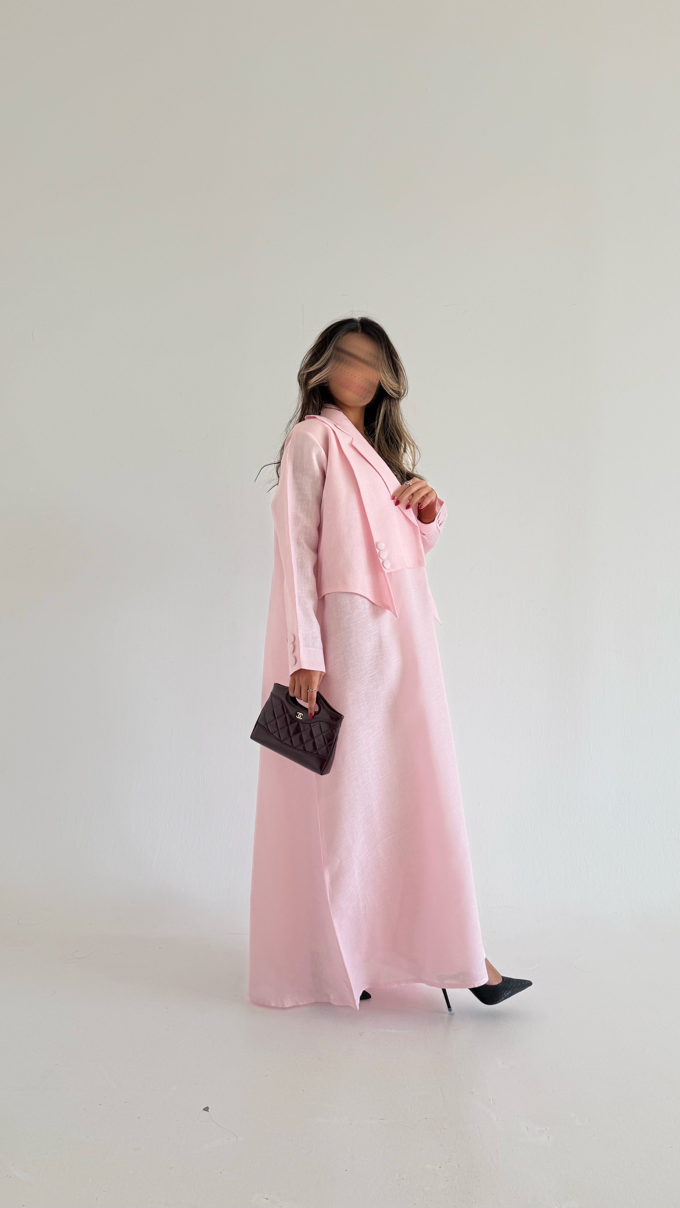 MW1502 - عباية لنن بيبي بنك صيفية