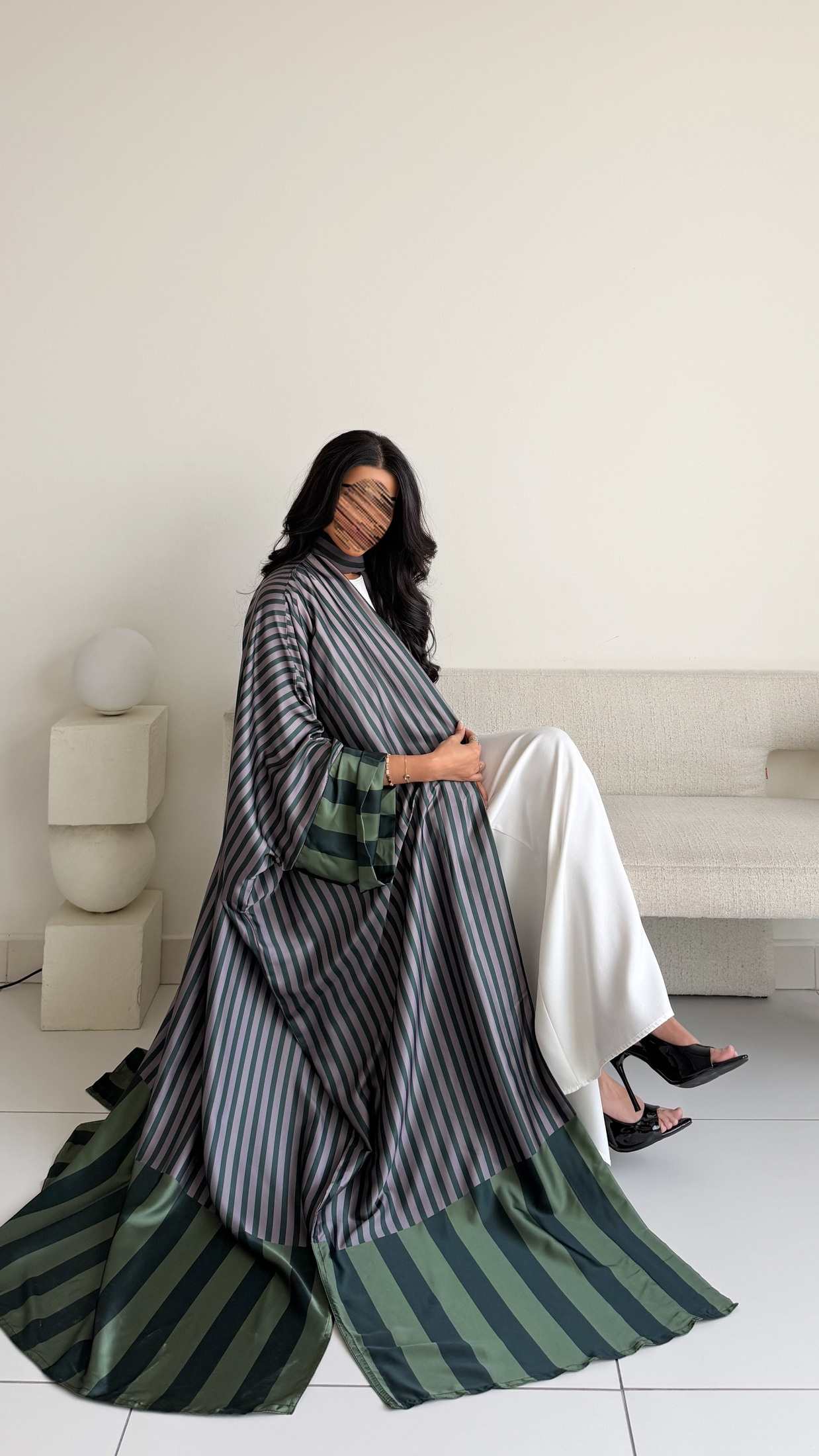 MWT1210 - عباية مخطط |striped abaya - Aya