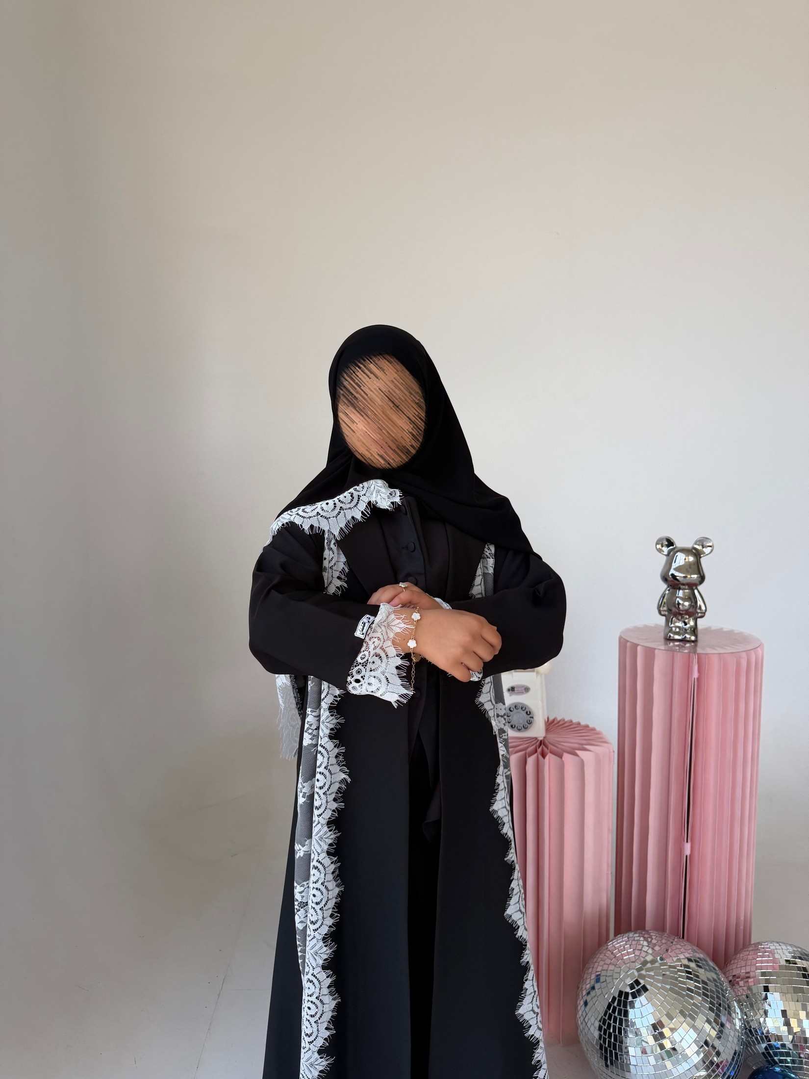MWT4337 - عباية أطفال باربي كريب بجيب مخفي - Aya