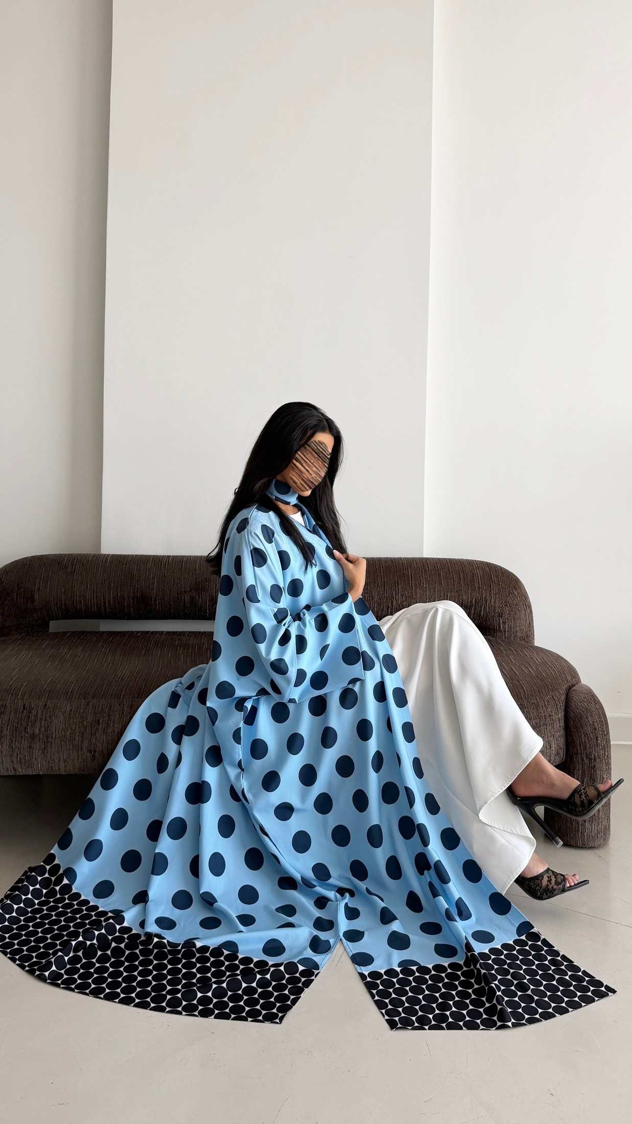 MWT2094 - Blue Polka Dot Abaya  |  عباية منقطة سماوي - Aya