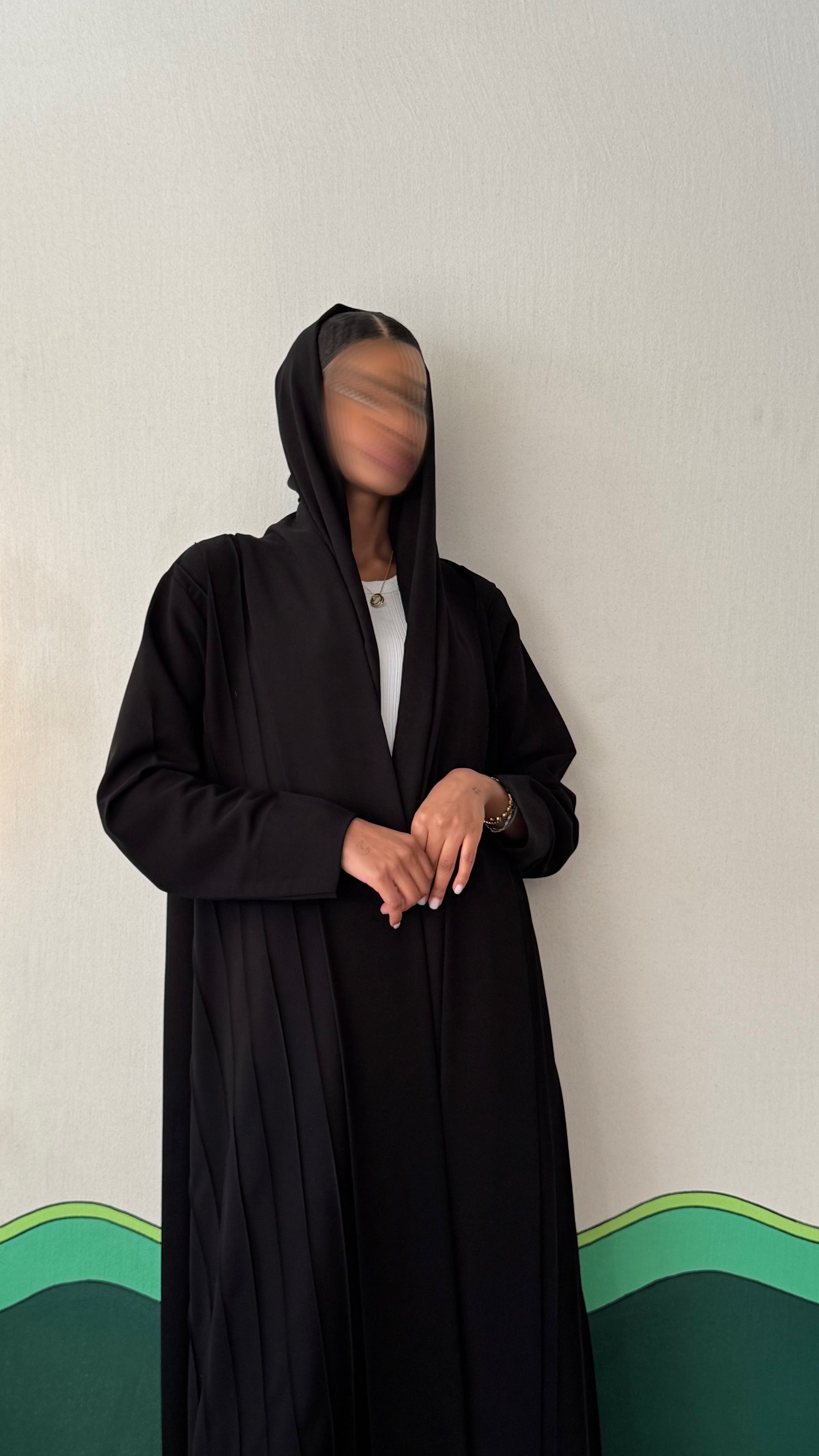 MW1678 - عباية دبل ياقة خطوط خياطة في الجوانب والامام