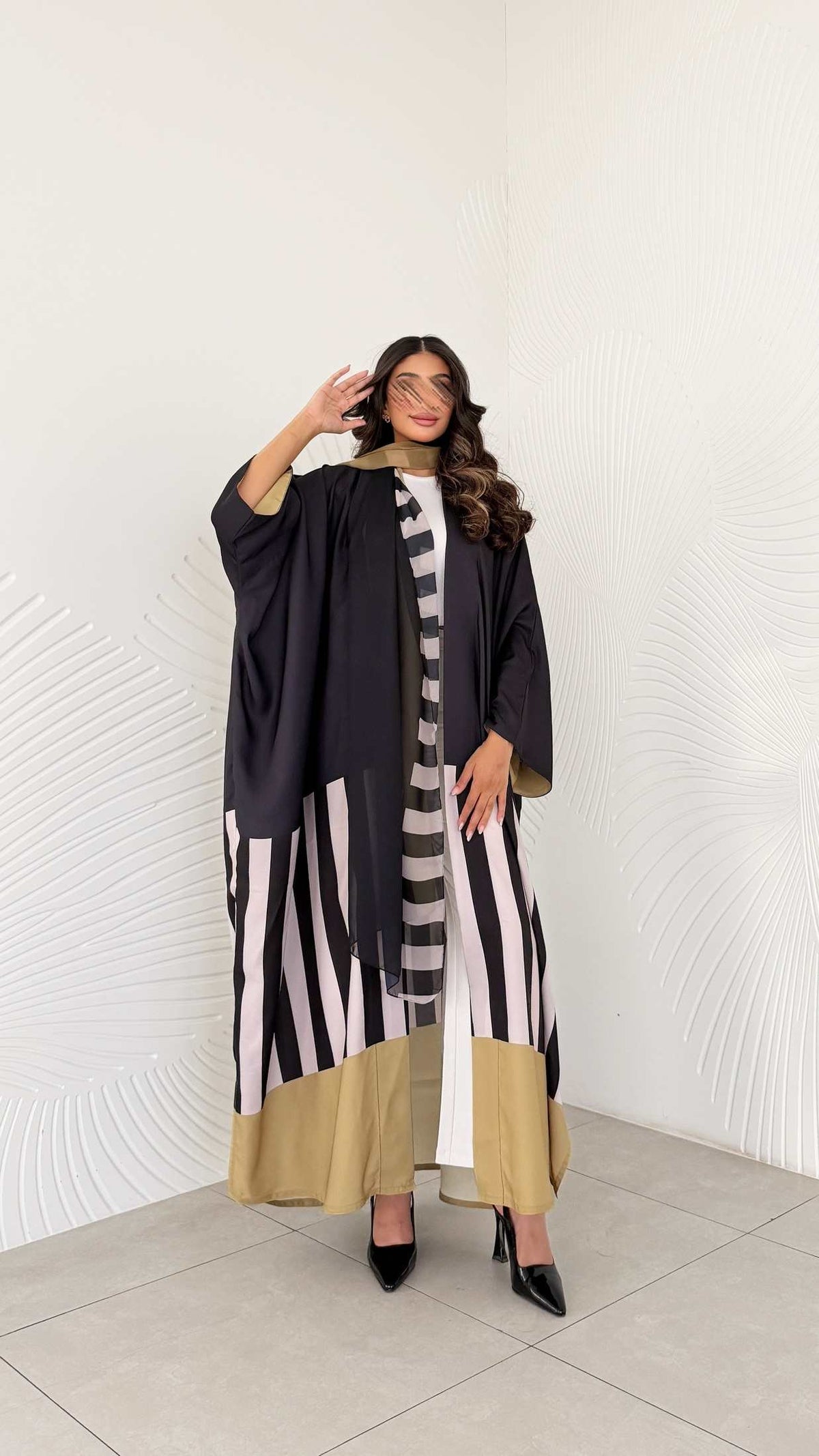 MWT1200 - عباية مخطط |striped abaya - Aya