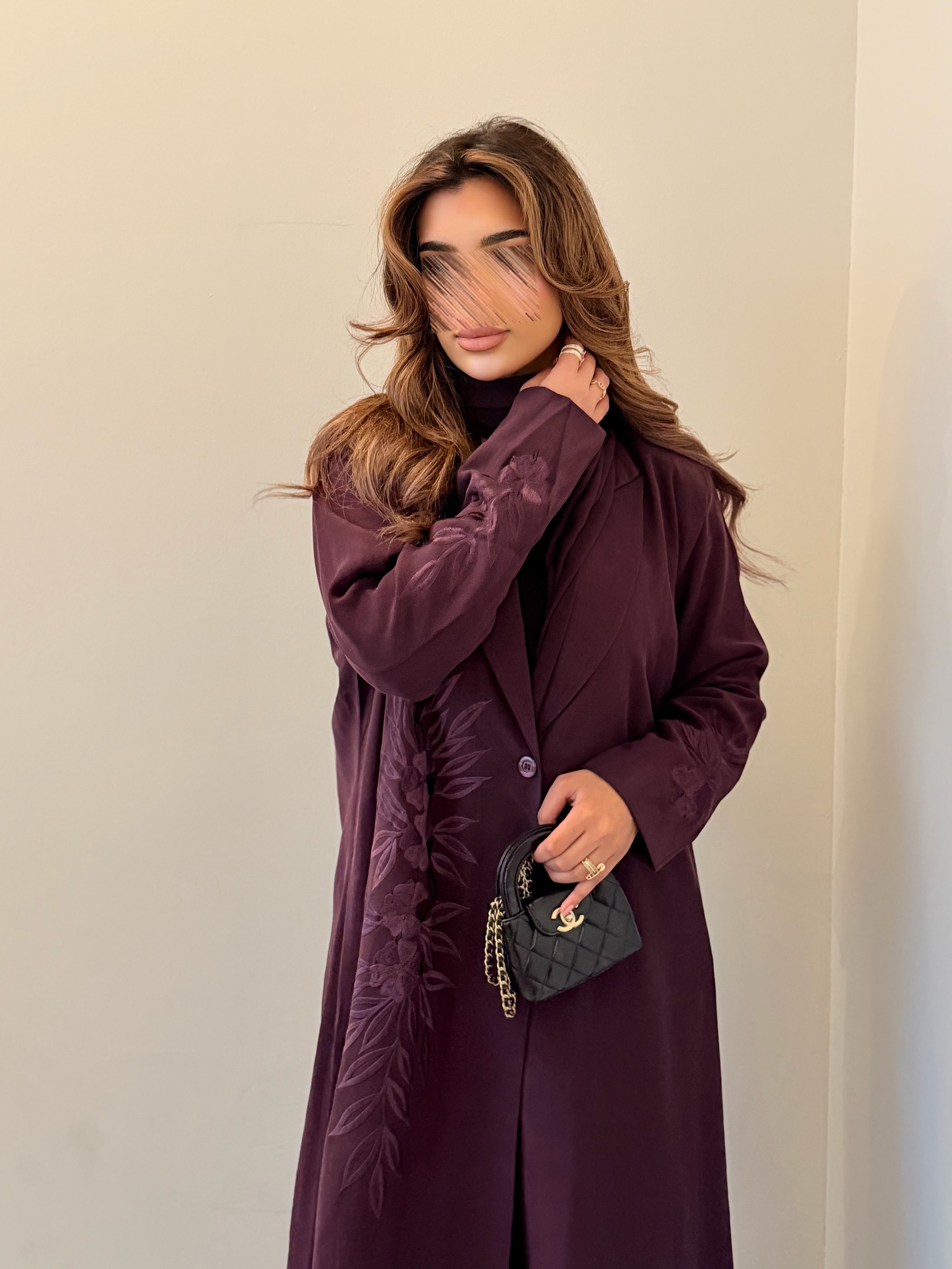 MWT519 - عباية بليزر بتطريز موف - Aya