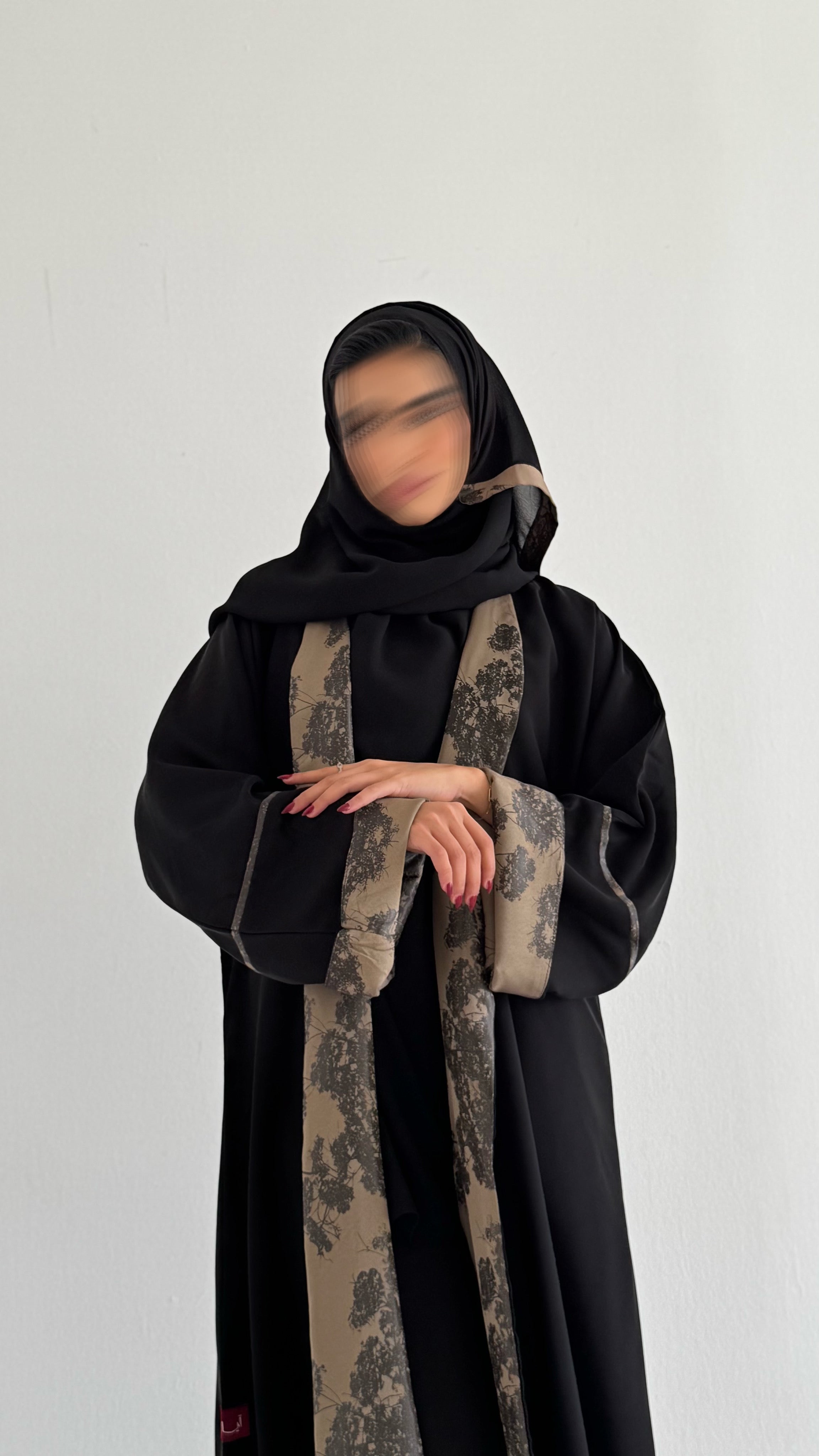 MWT392 - عباية اسود دبل فيس  جاكار بيج - Aya