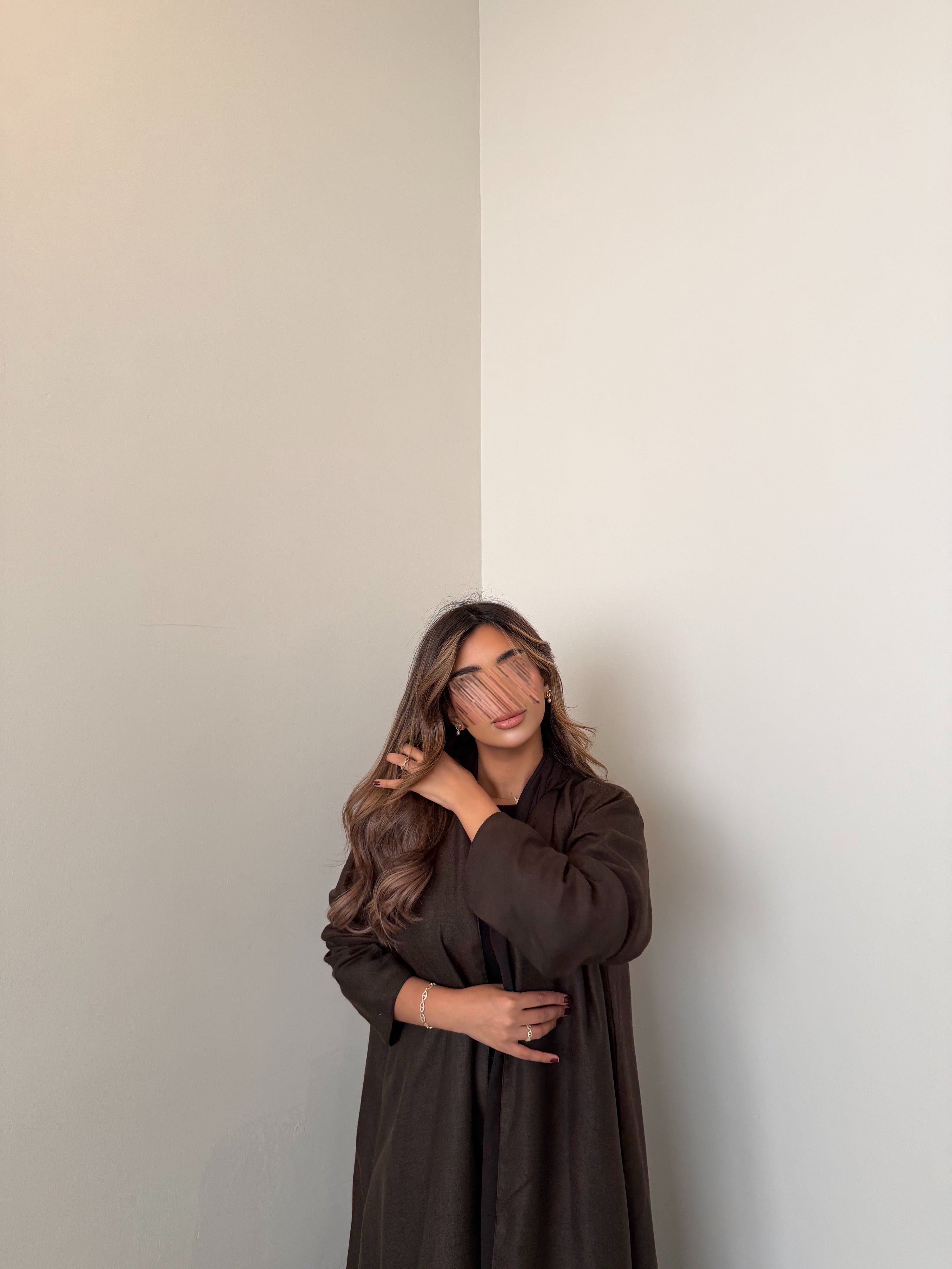 MWT1055 - عبايه بني لنن - Aya