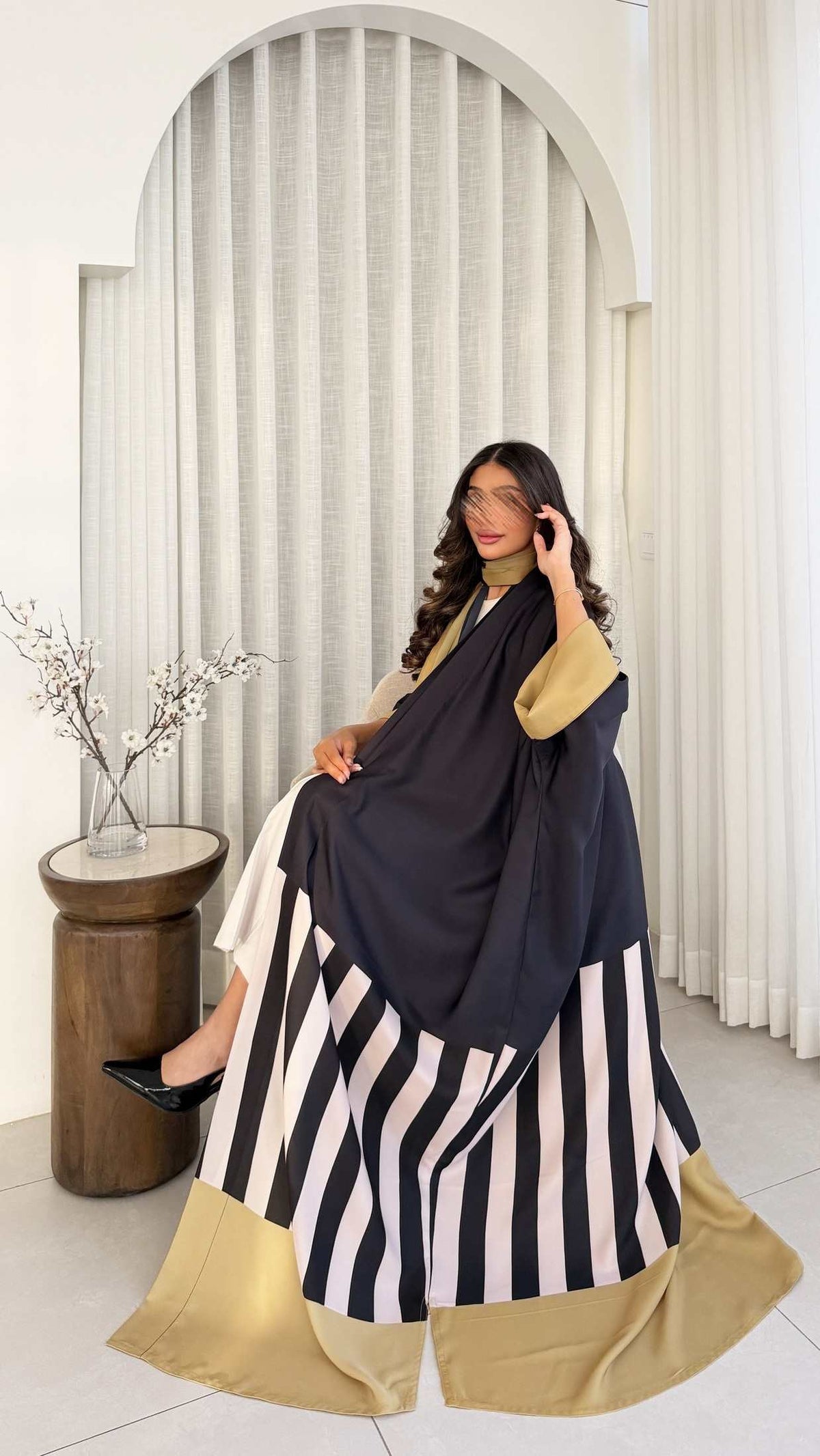 MWT1200 - عباية مخطط |striped abaya - Aya