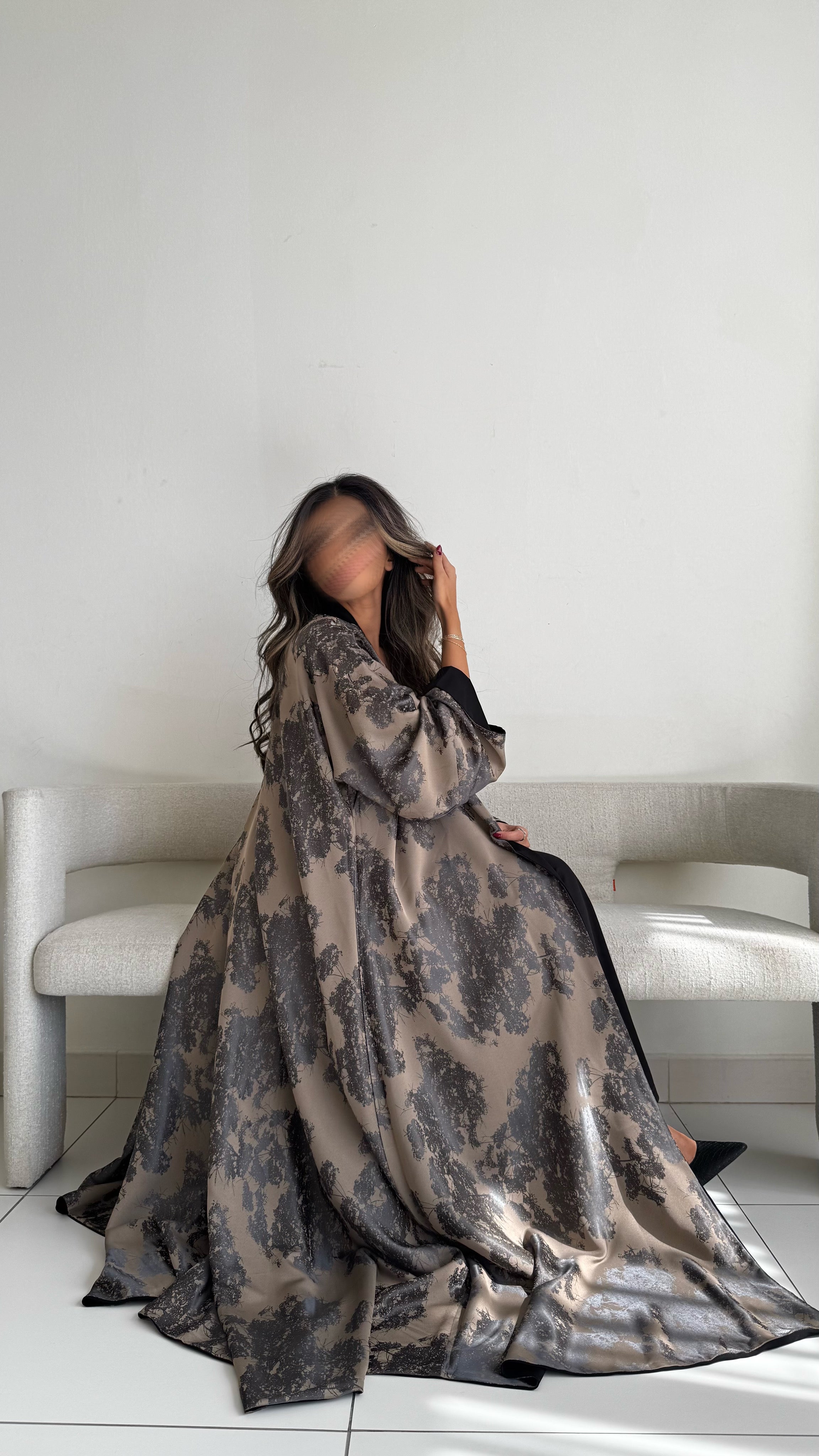 MWT392 - عباية اسود دبل فيس  جاكار بيج - Aya