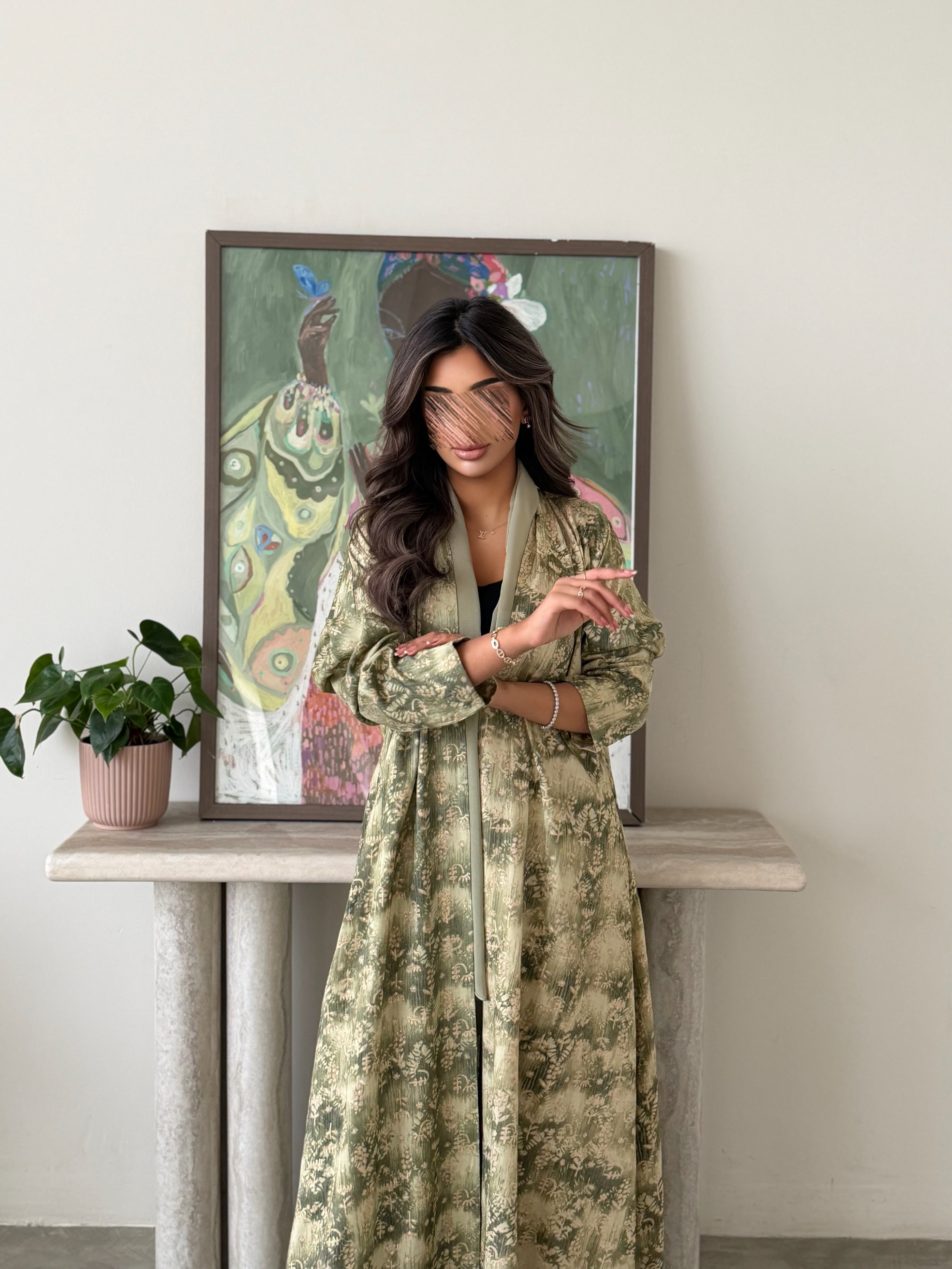 MWT772 - عباية خضرا مموجه - Aya