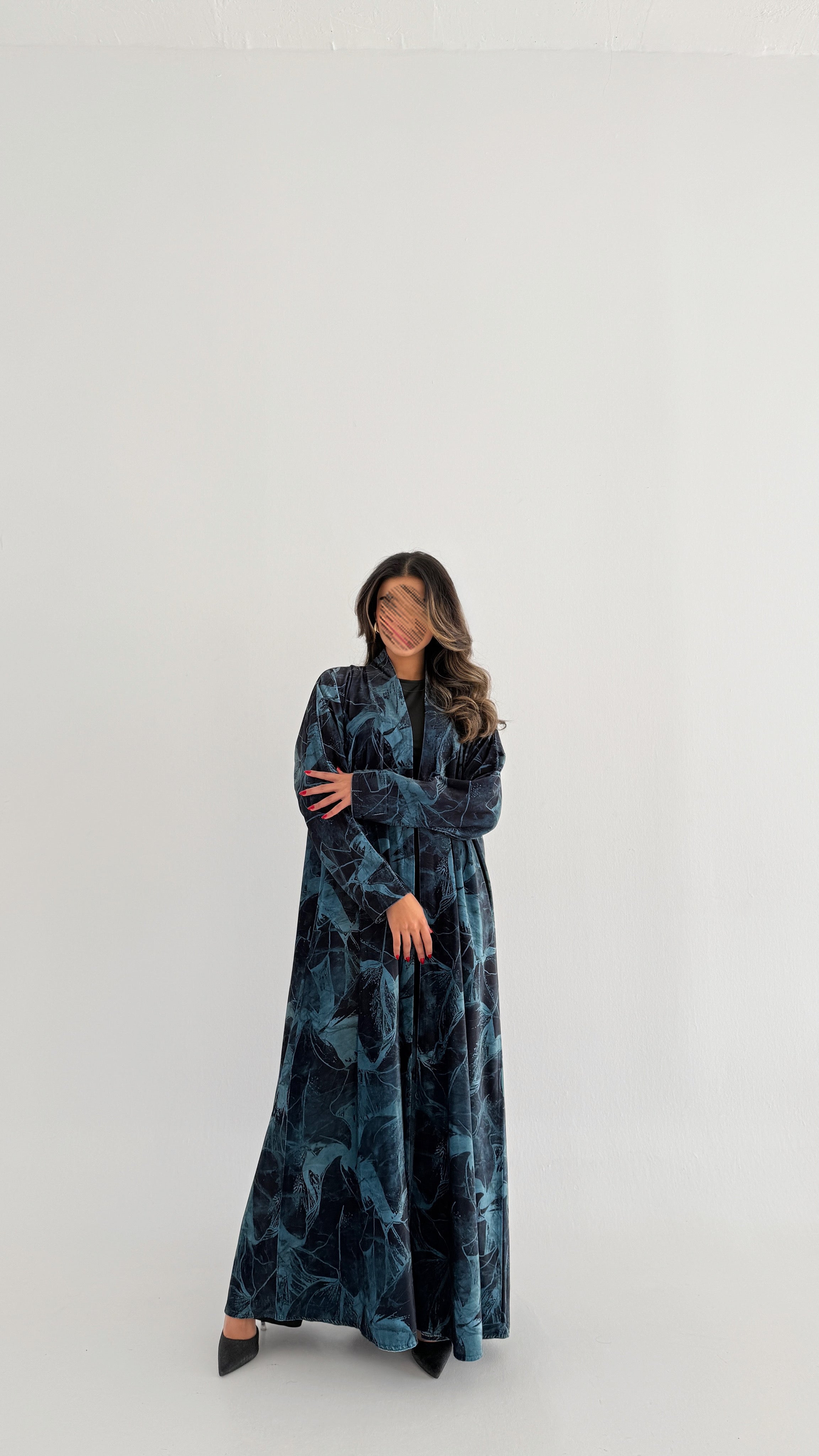 MWT764 - عباية مخمل برينت - Aya