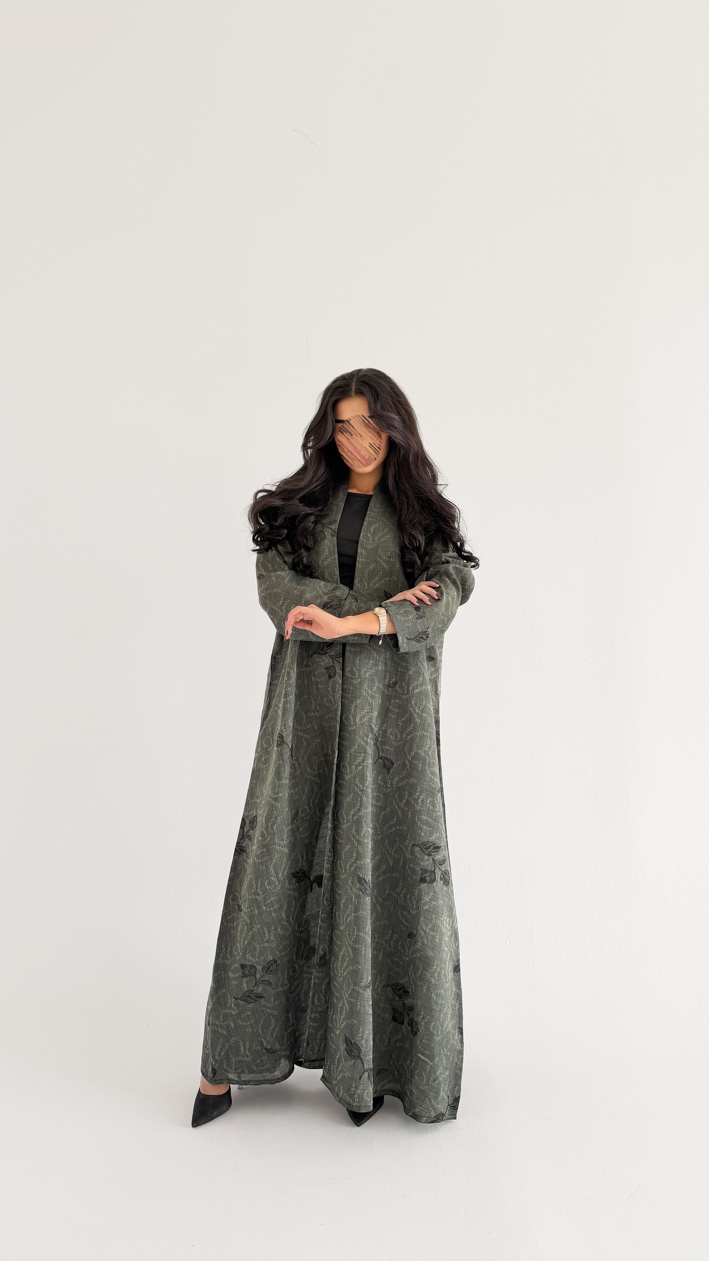 MWT1006 - عباية لنن مطرزة |Embroidered linen abaya - Aya