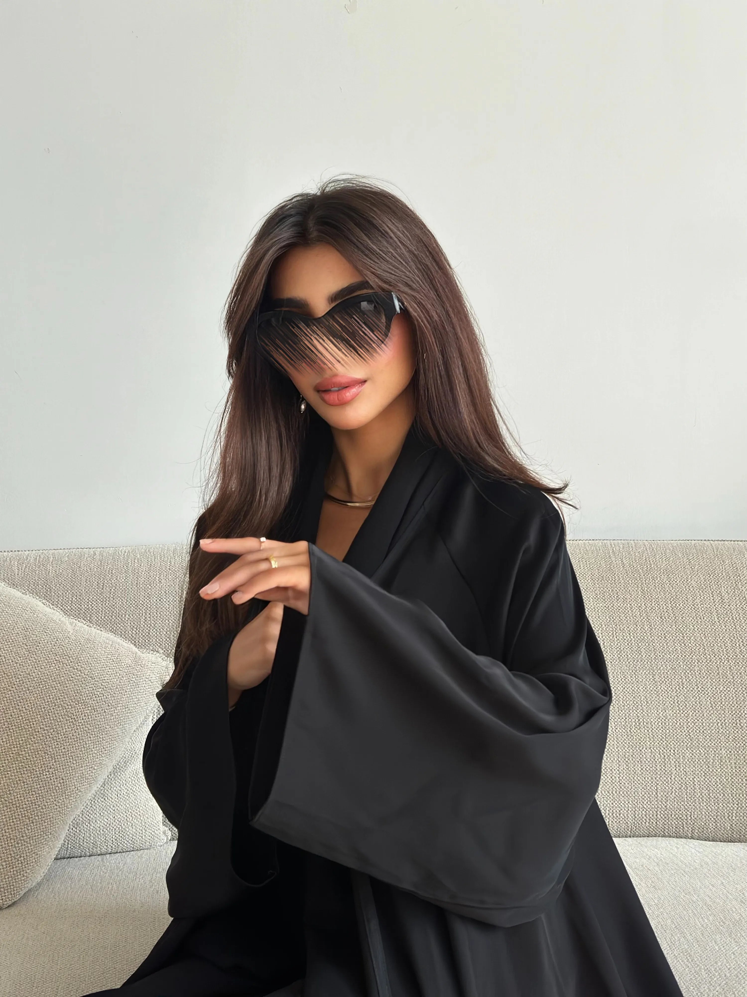 MWT4386 - عباية تيك توك كلوش سوداء - Aya