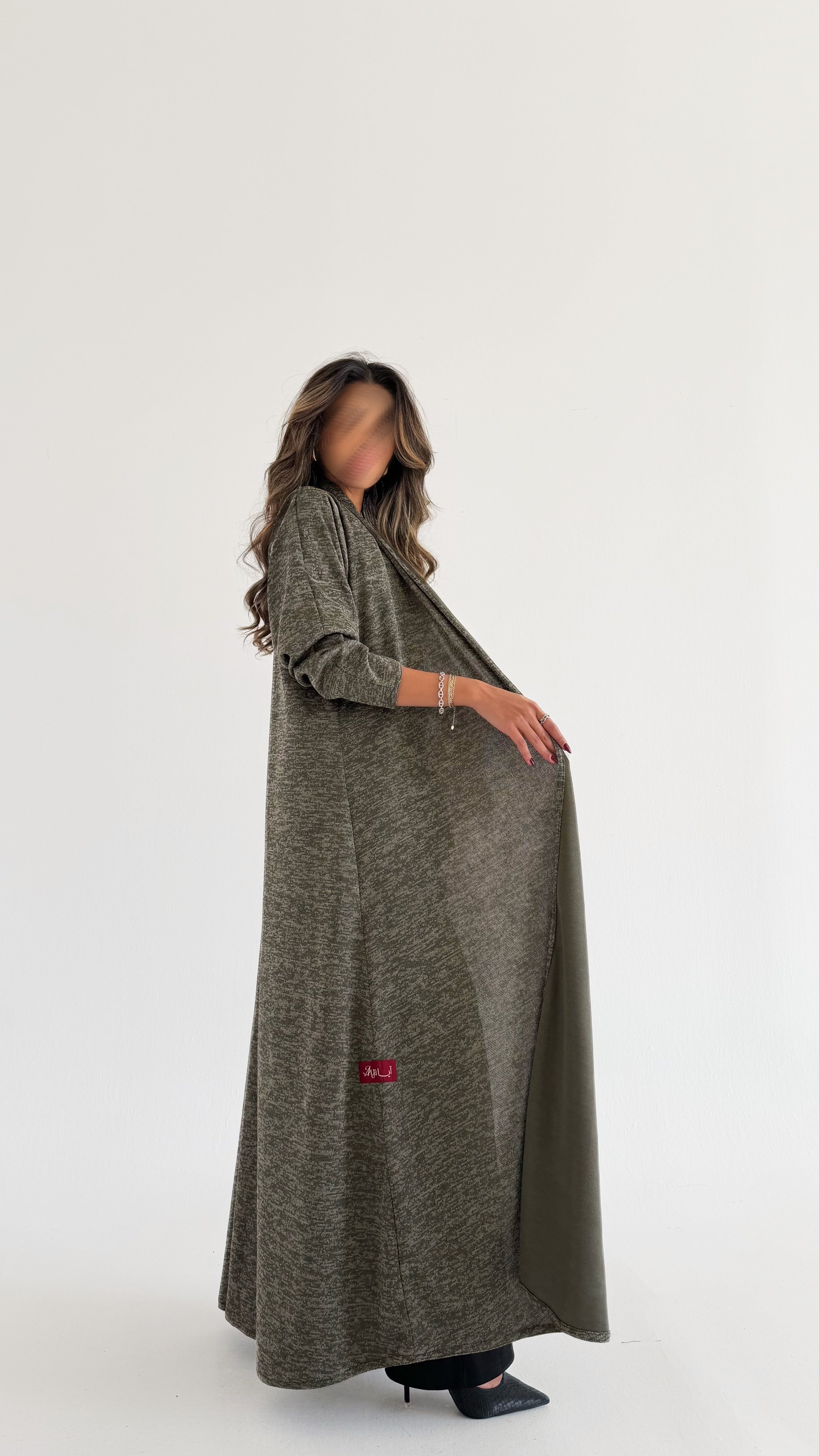 MWT590 -  Stretch abaya in olive |  عباية ستريتش زيتي - Aya