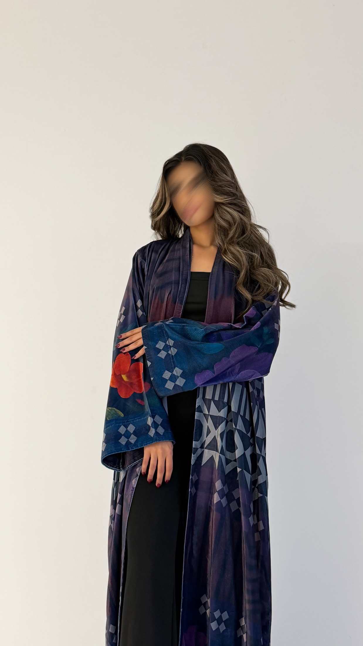 MWT623- عباية مخمل طباعة - Aya