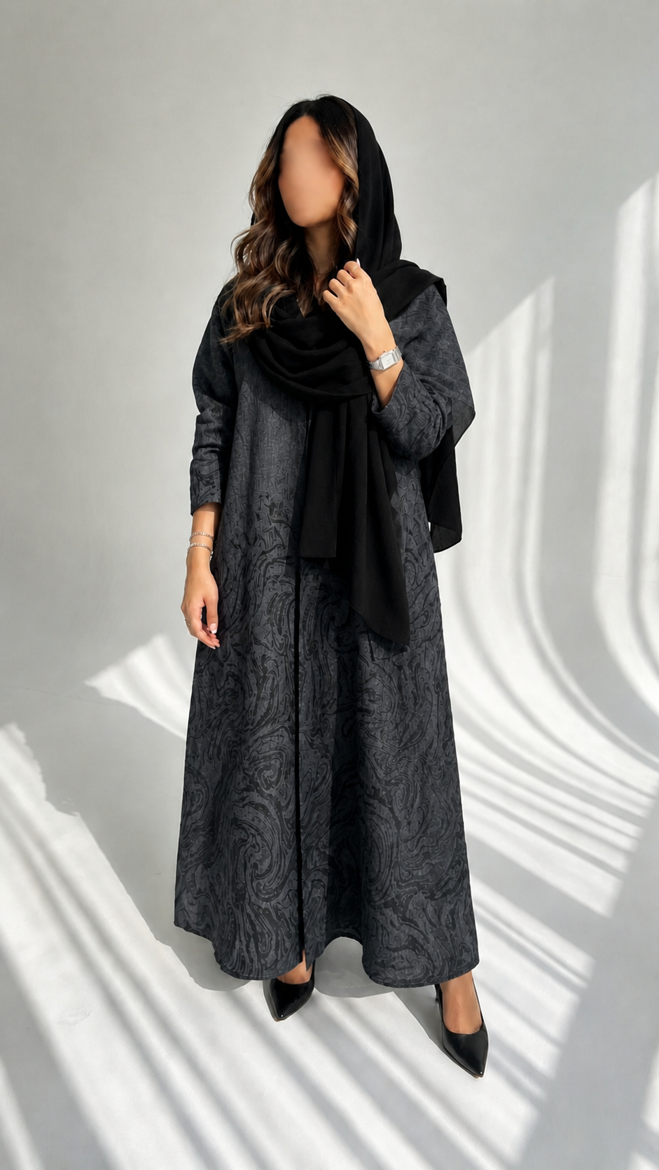 MWT1457 عباية لينن طباعة - Aya