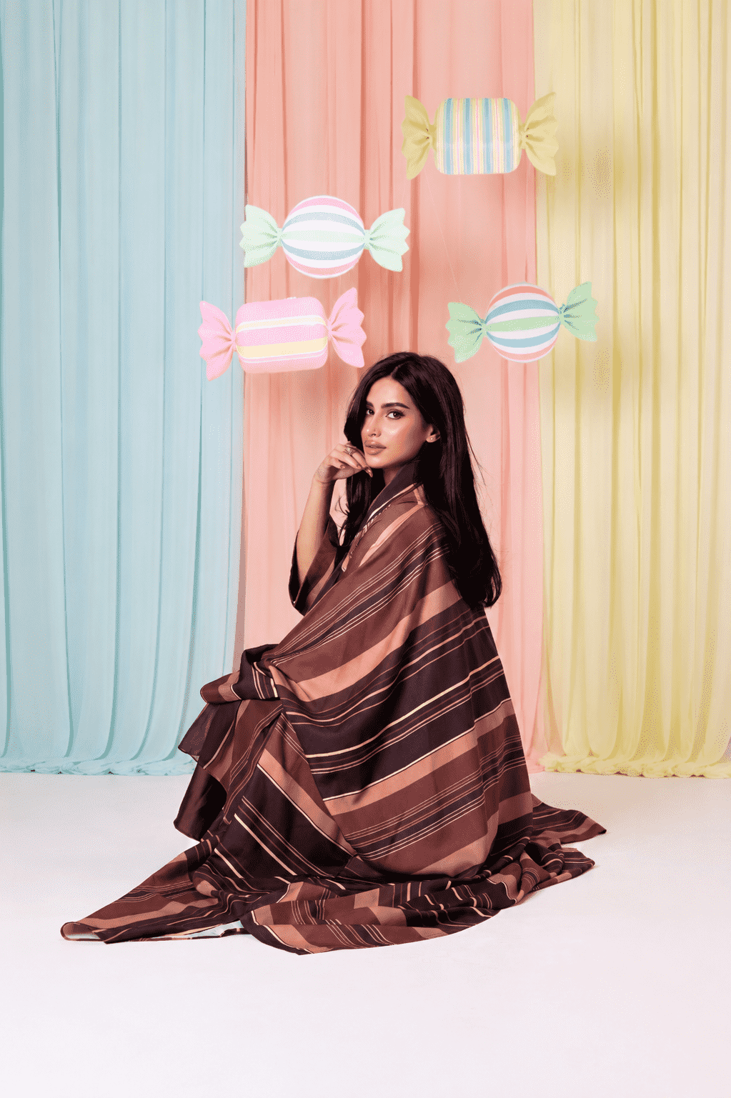 MWT1198 - عباية مخطط |striped abaya