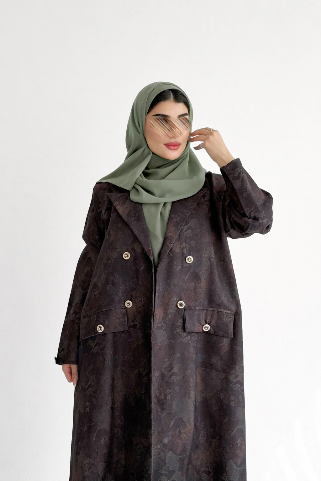 MWT1036 -  عباية بليزر طباعة - Aya