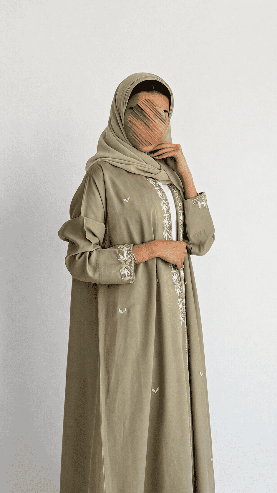 MWT4254 -  عباية كريب الشرقيه بشك يدوي أغصان