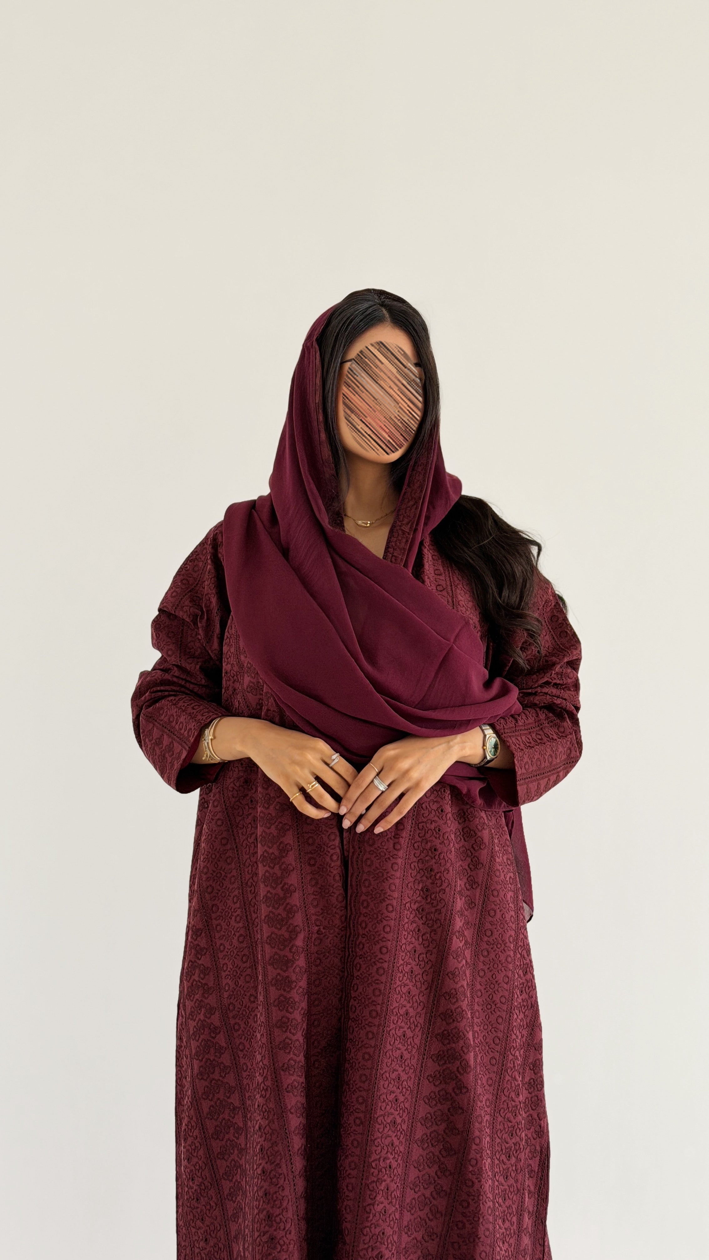 MWT1327 عباية ركامة عنابي - Aya