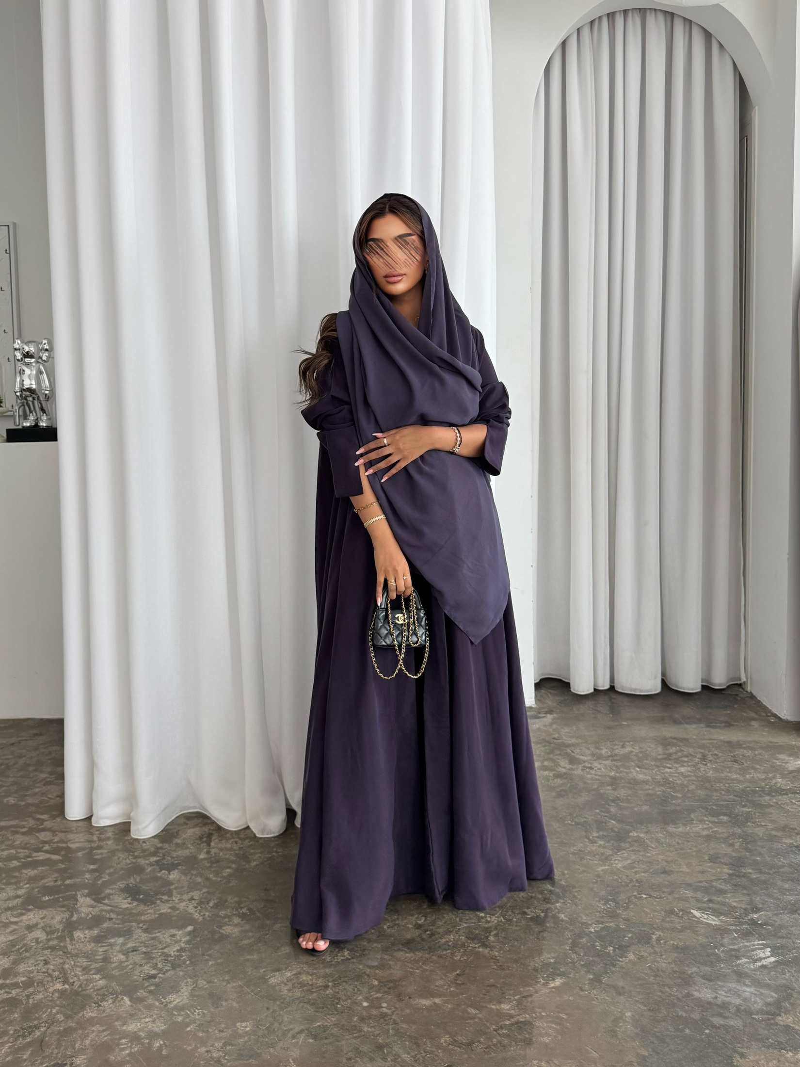 MWT493 - عباية موف سادة - Aya